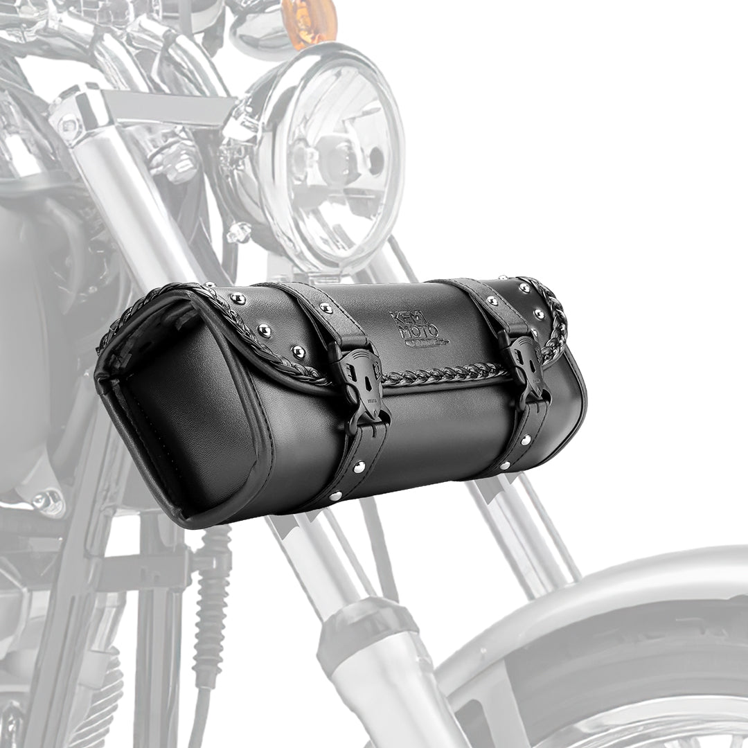 KEMIMOTO borsa forcella moto pelle PU nera