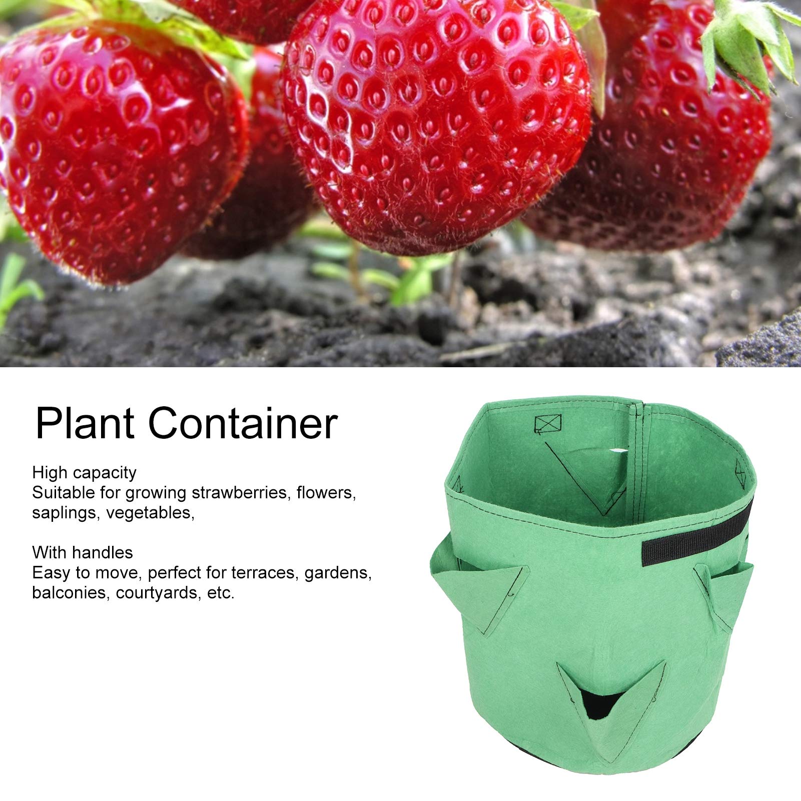 Kuuleyn Vaso Coltivazione Fragole Feltro 26L 3 Pezzi Verde