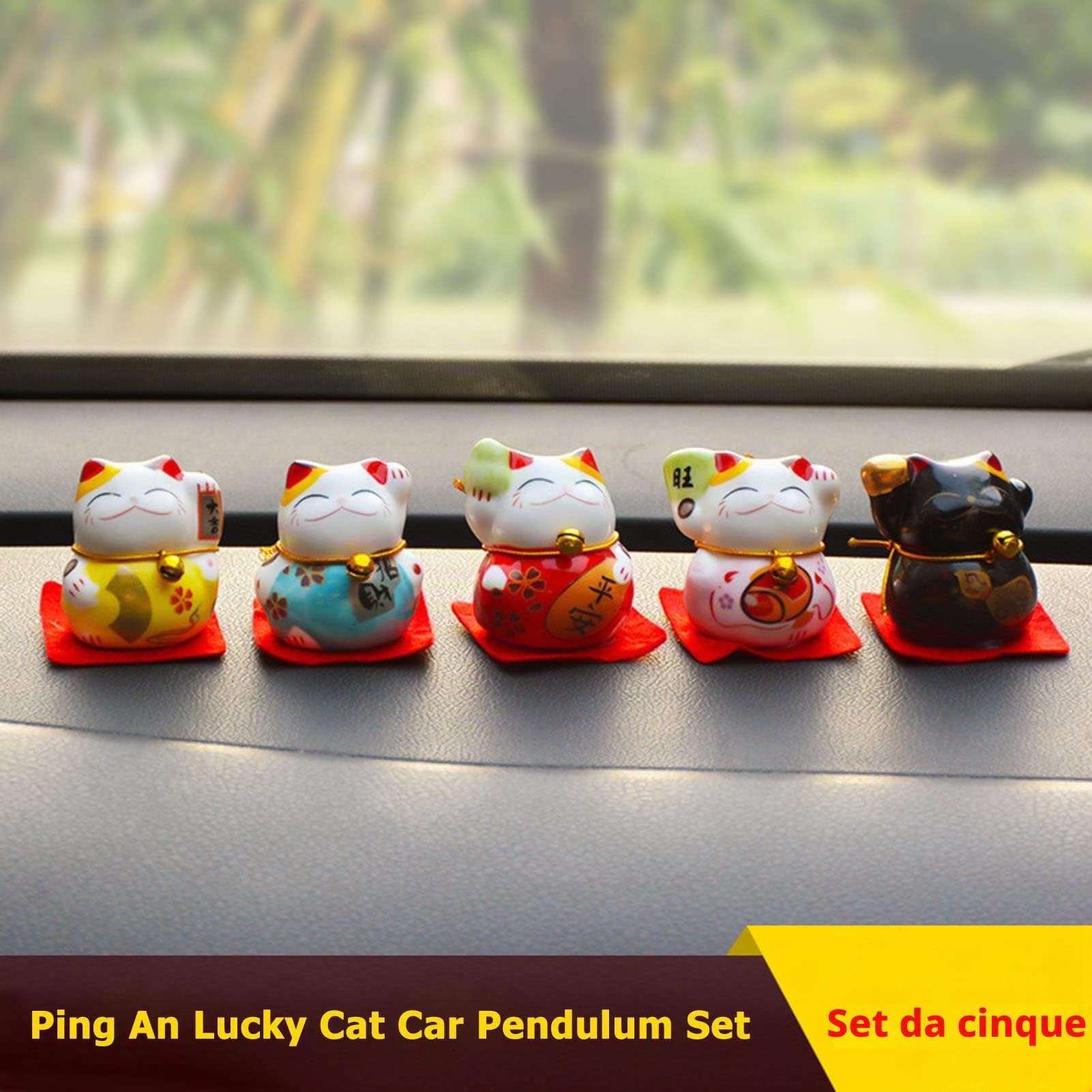 Kuuleyn Maneki Neko Mini gatti portafortuna ceramica 5 pezzi