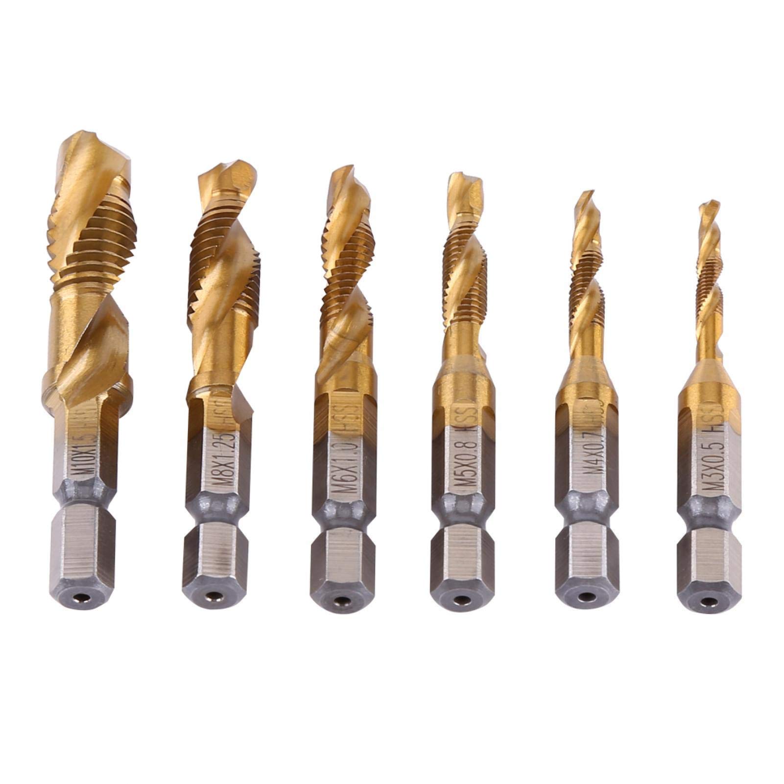 Kuuleyn Set Maschi M3-M10 6 Pezzi HSS Titanio Combinati