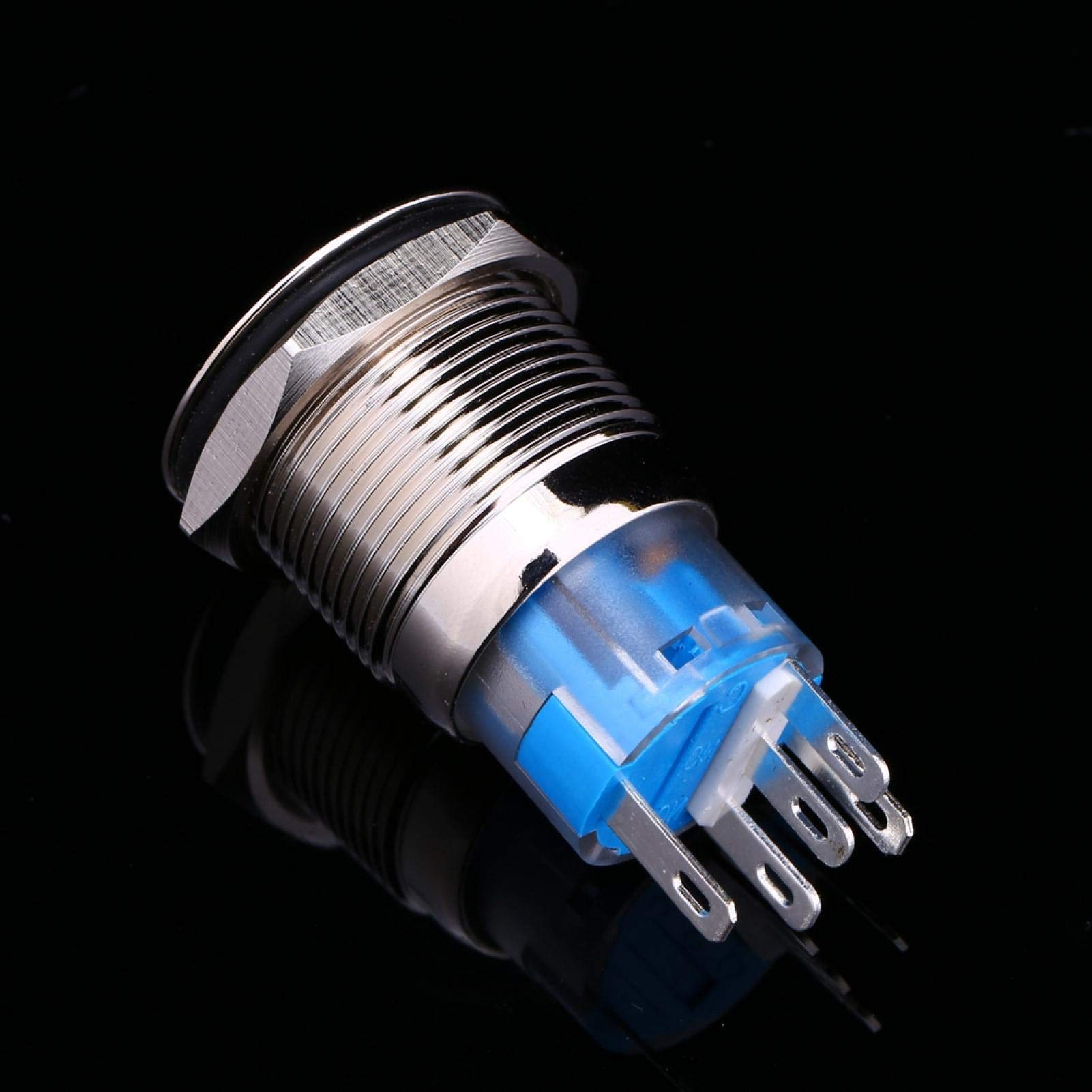 Kuuleyn Pulsante Metallo 12V LED Blu 19mm Impermeabile