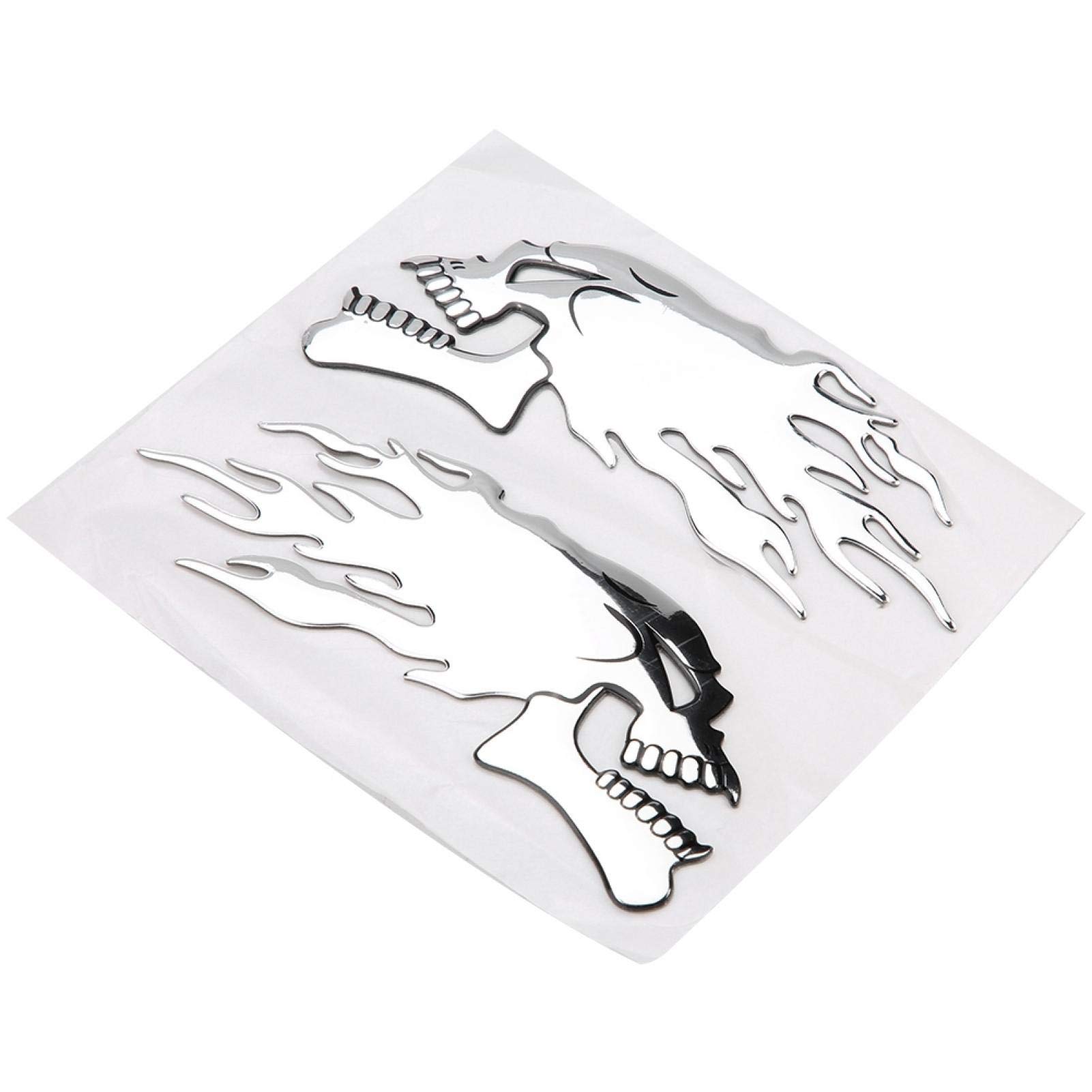 Kuuleyn sticker moto teschio 3D argento 2 pezzi gomma