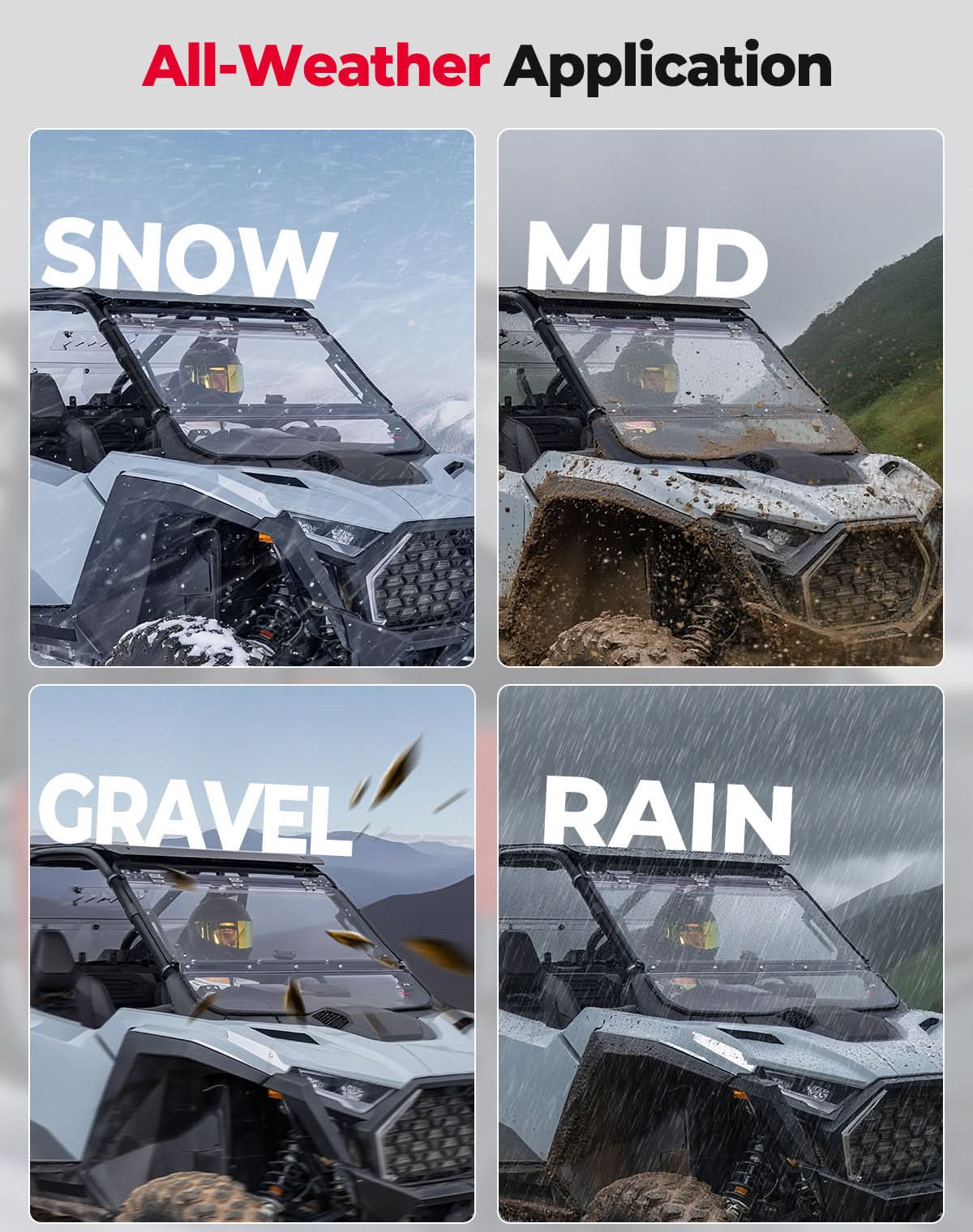 KEMIMOTO RZR PRO Flip 3-in-1 parabrezza Polaris RZR PRO antipolvere