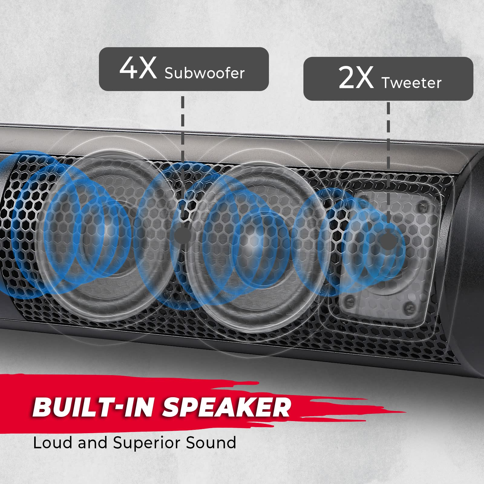 KEMIMOTO soundbar Bluetooth 500W 28" UTV impermeabile
