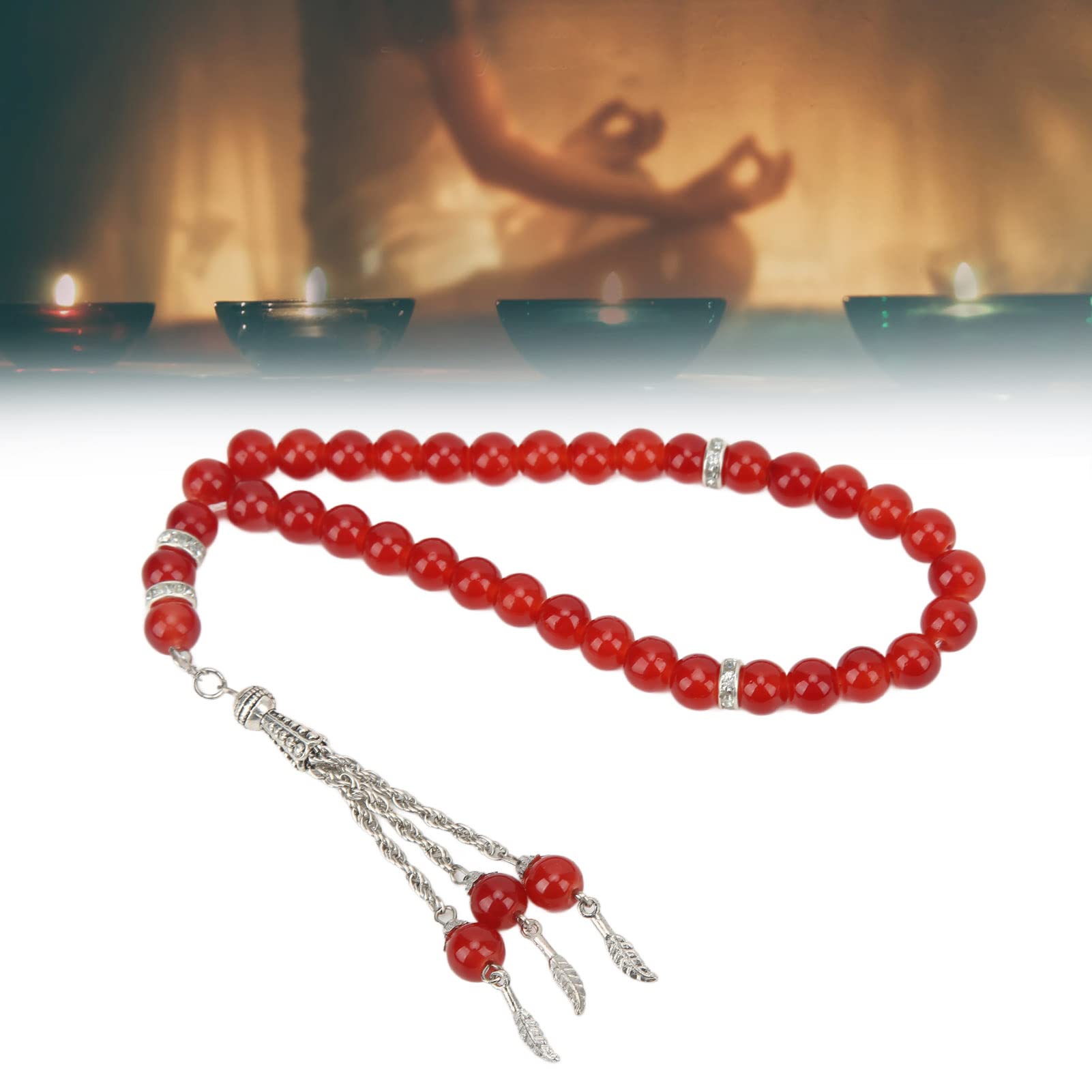 Hapivida tasbih 33 grani preghiera 8mm rosso smalto