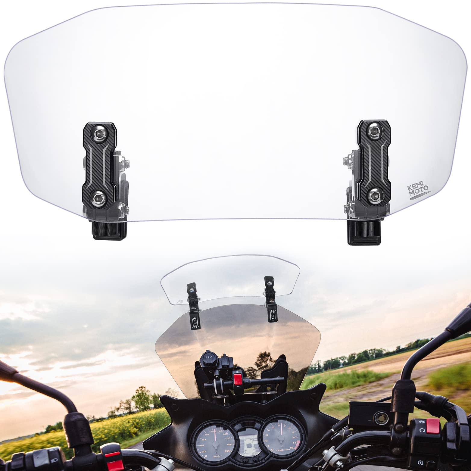 KEMIMOTO 2309 extension parabrezza moto alluminio regolabile