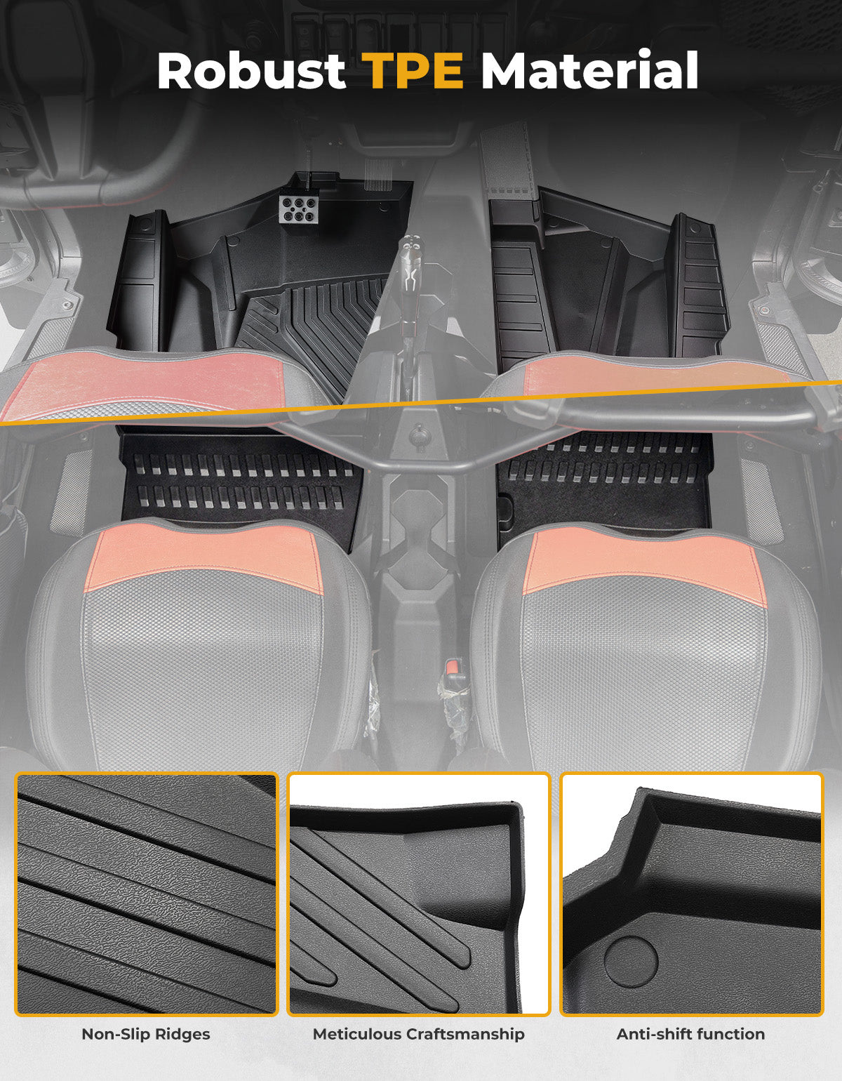 KEMIMOTO tappetini TPE RZR XP 4 1000 4 pezzi antiscivolo