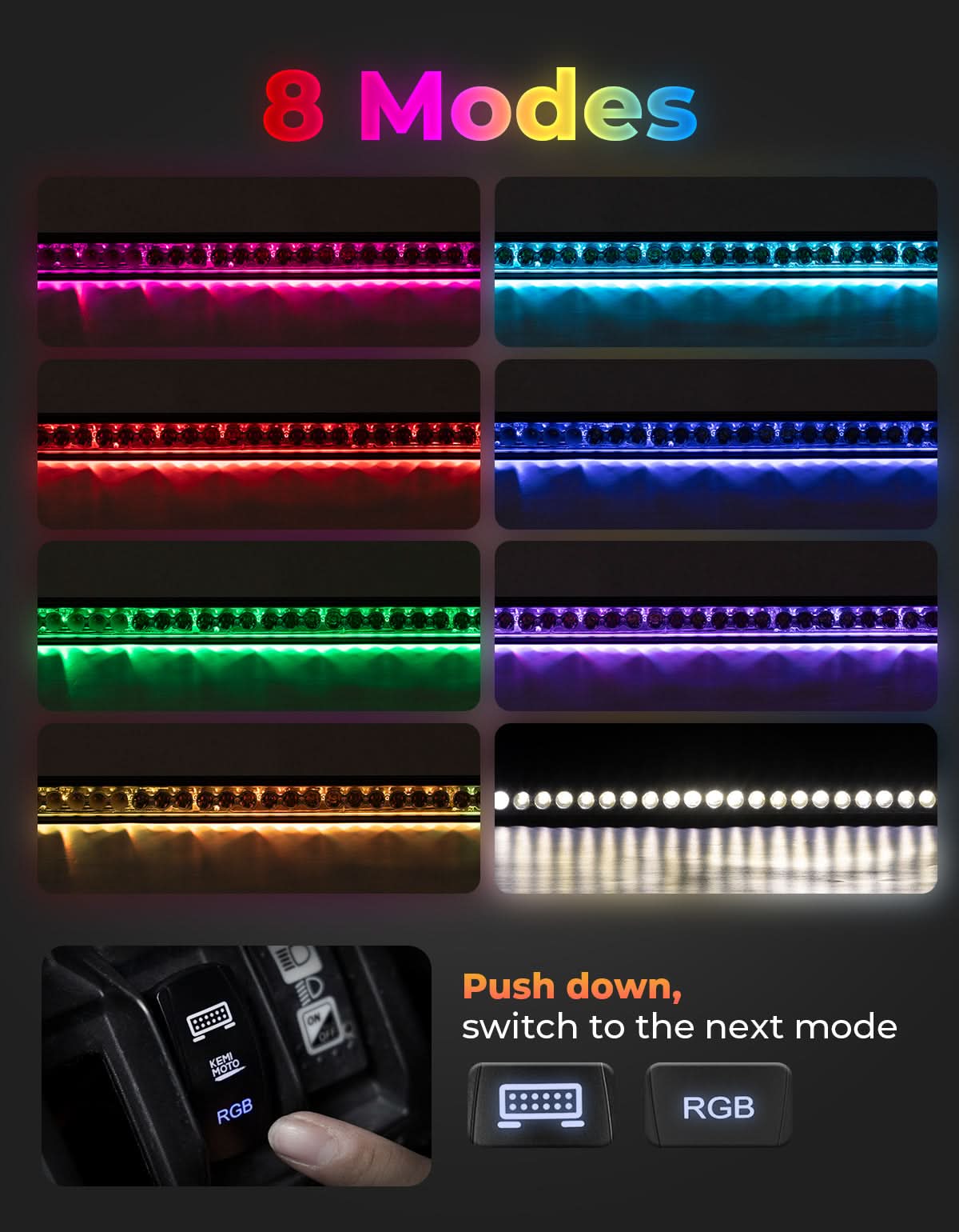 KEMIMOTO Maverick X3 barra LED RGB 50" 390W impermeabile