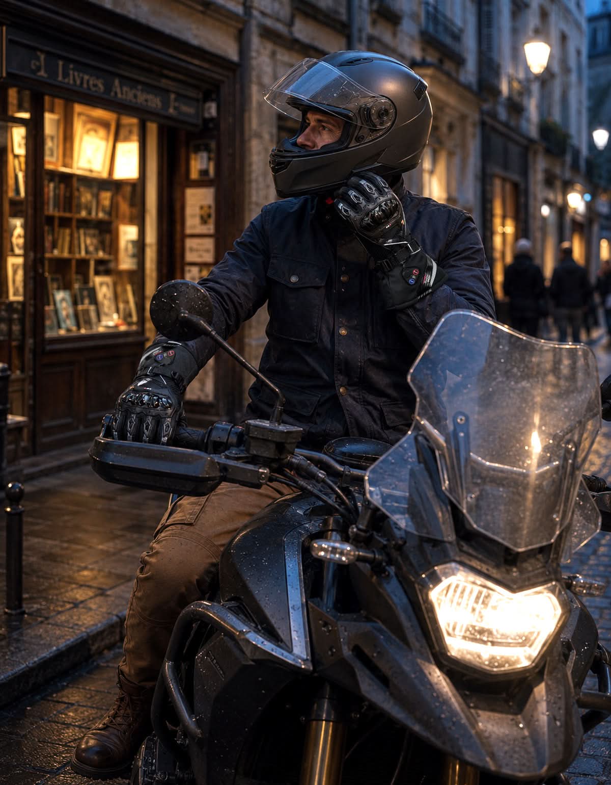 KEMIMOTO guanti riscaldati moto neri 5 strati touchscreen