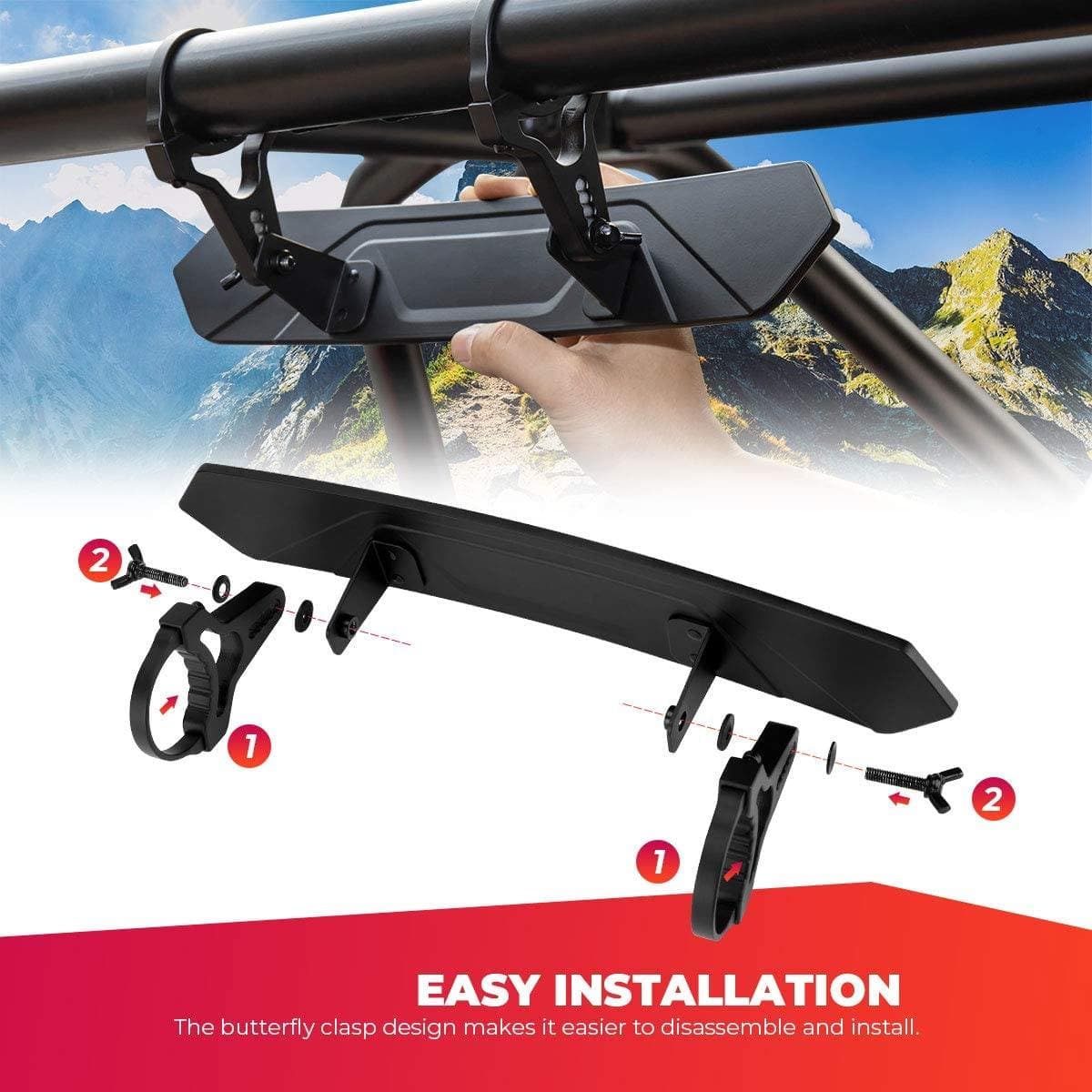 KEMIMOTO Kit Specchi UTV Centrale+Laterali LED Vetro