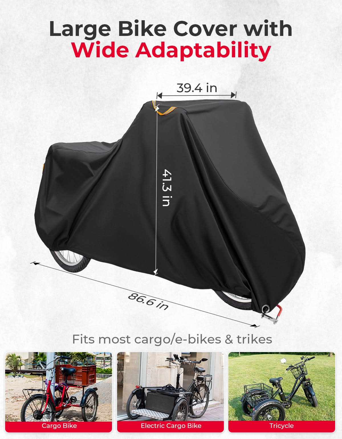 KEMIMOTO Telo Bici Cargo Triciclo Impermeabile 2200mm UV