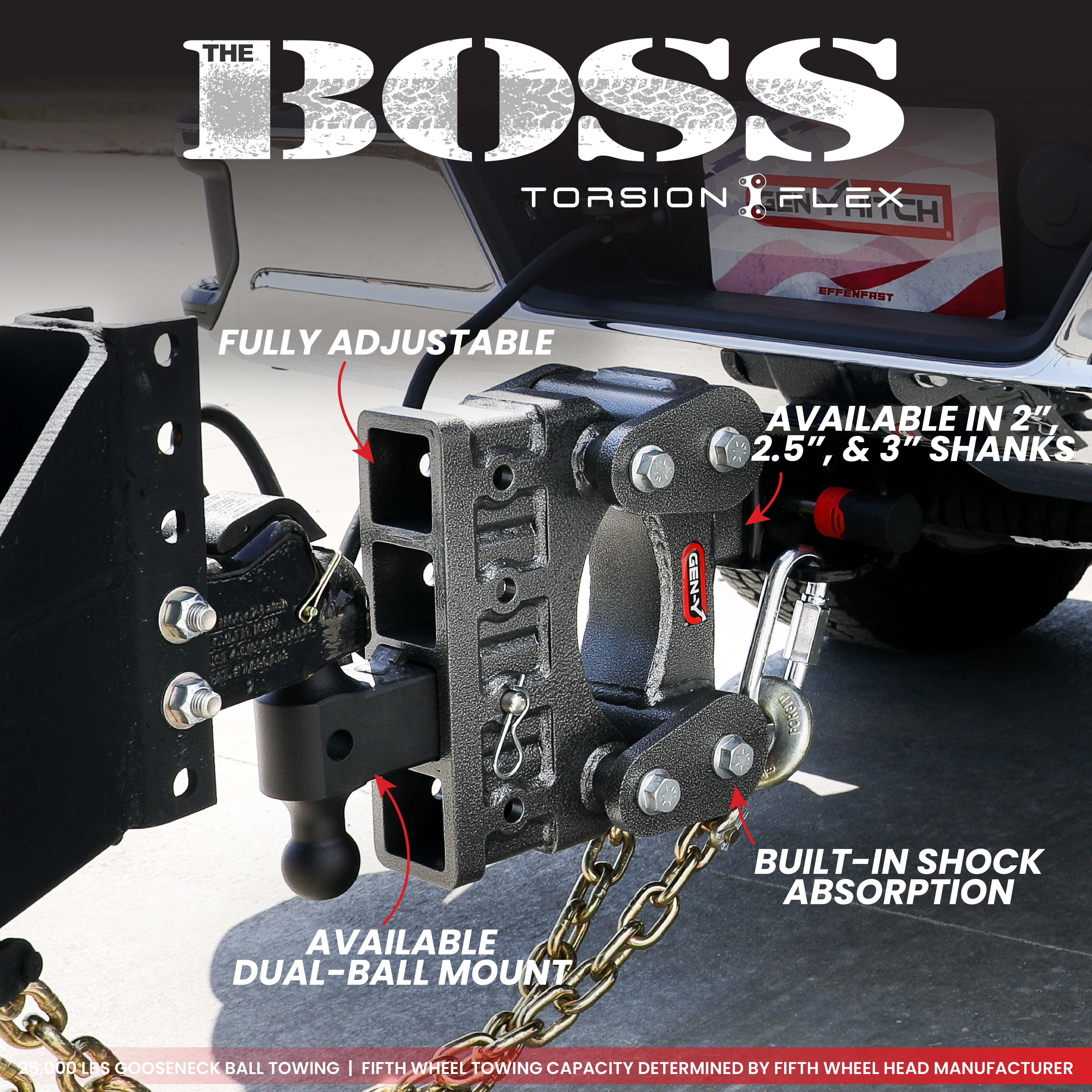 GEN-Y Hitch BOSS Torsion Flex Piastra Gancio Pintle