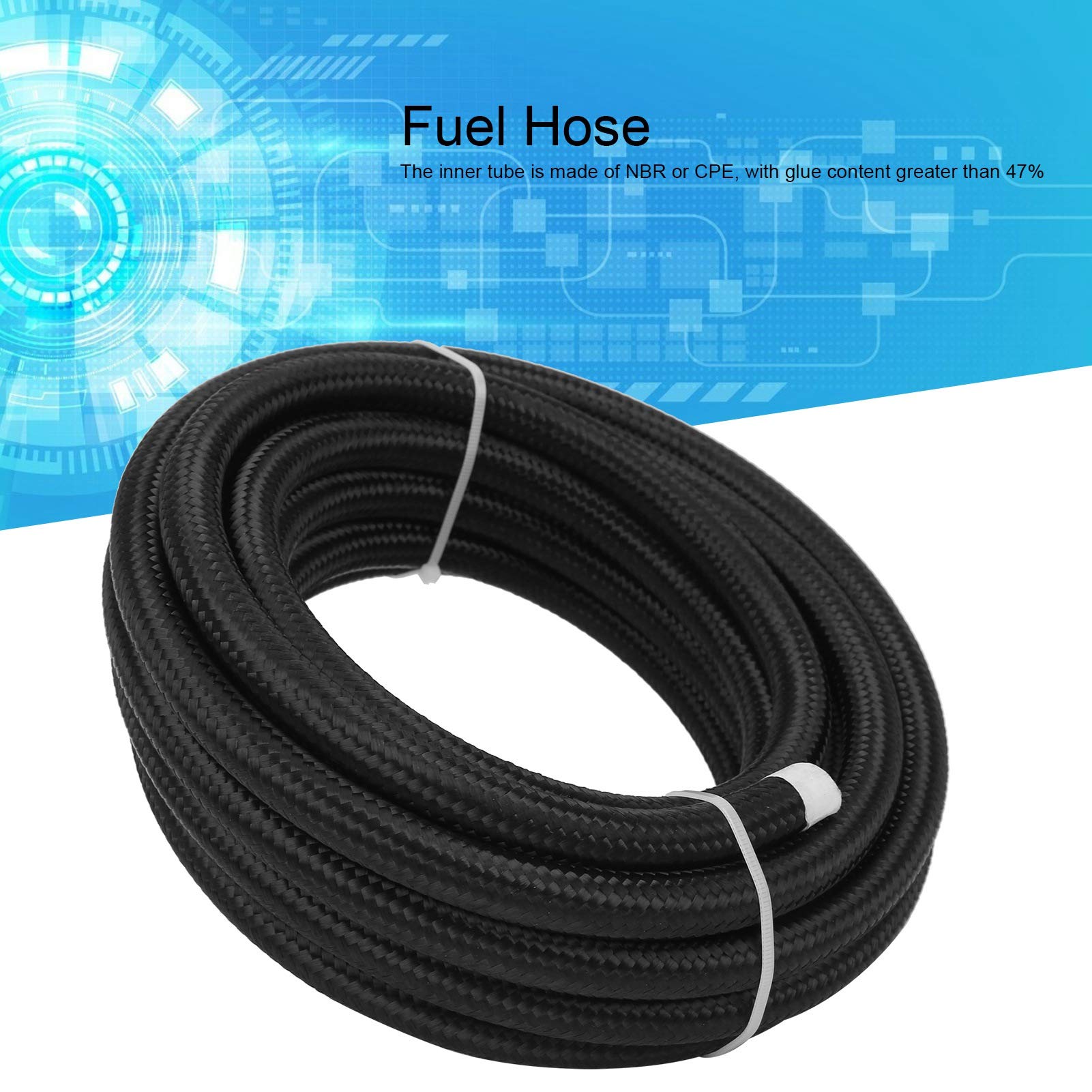 Kuuleyn Tubo carburante intrecciato 6AN 6 m nero