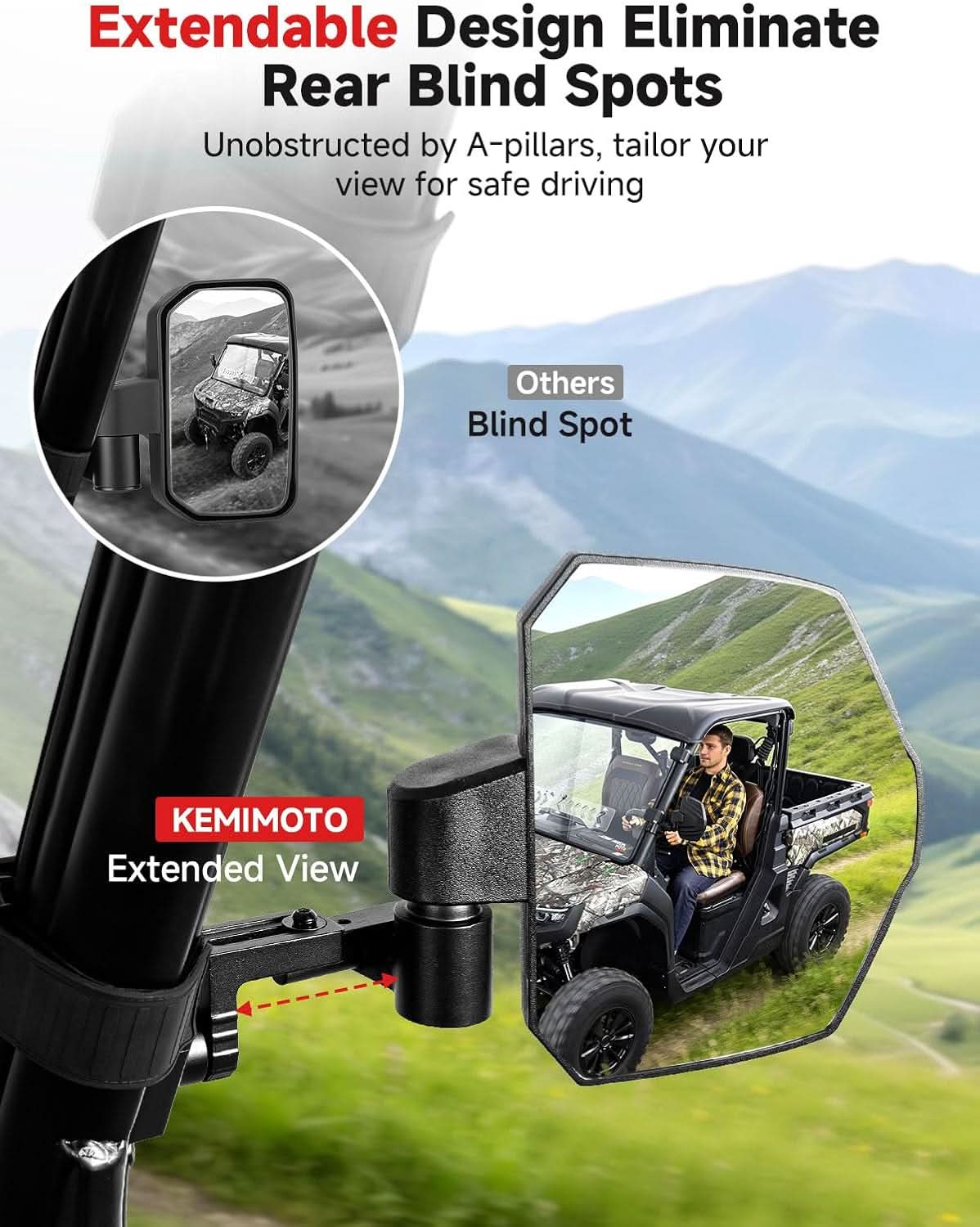 Kemimoto Defender 2603 specchietti laterali UTV telescopici