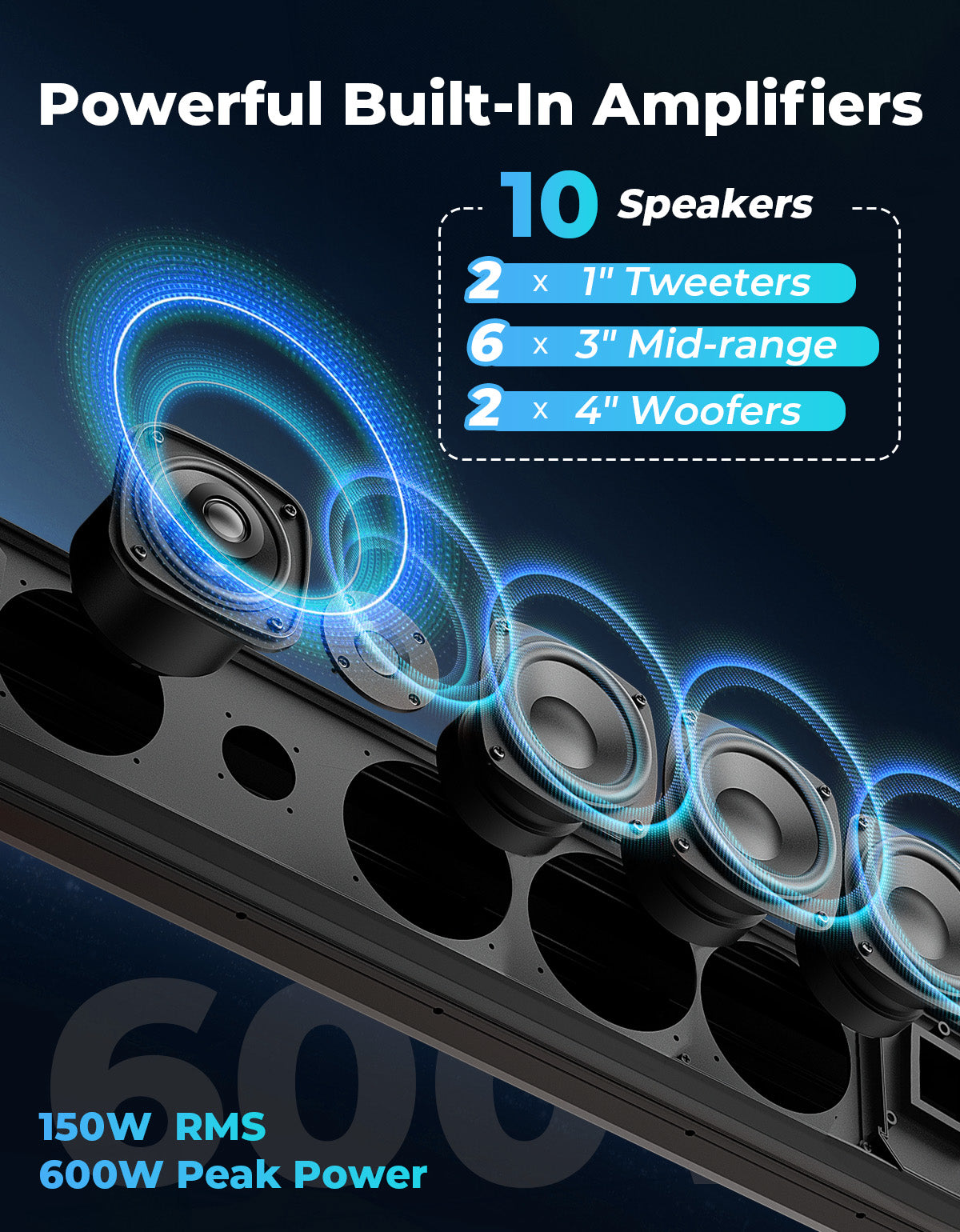 KEMIMOTO 2502 soundbar alluminio RGB 10 altoparlanti