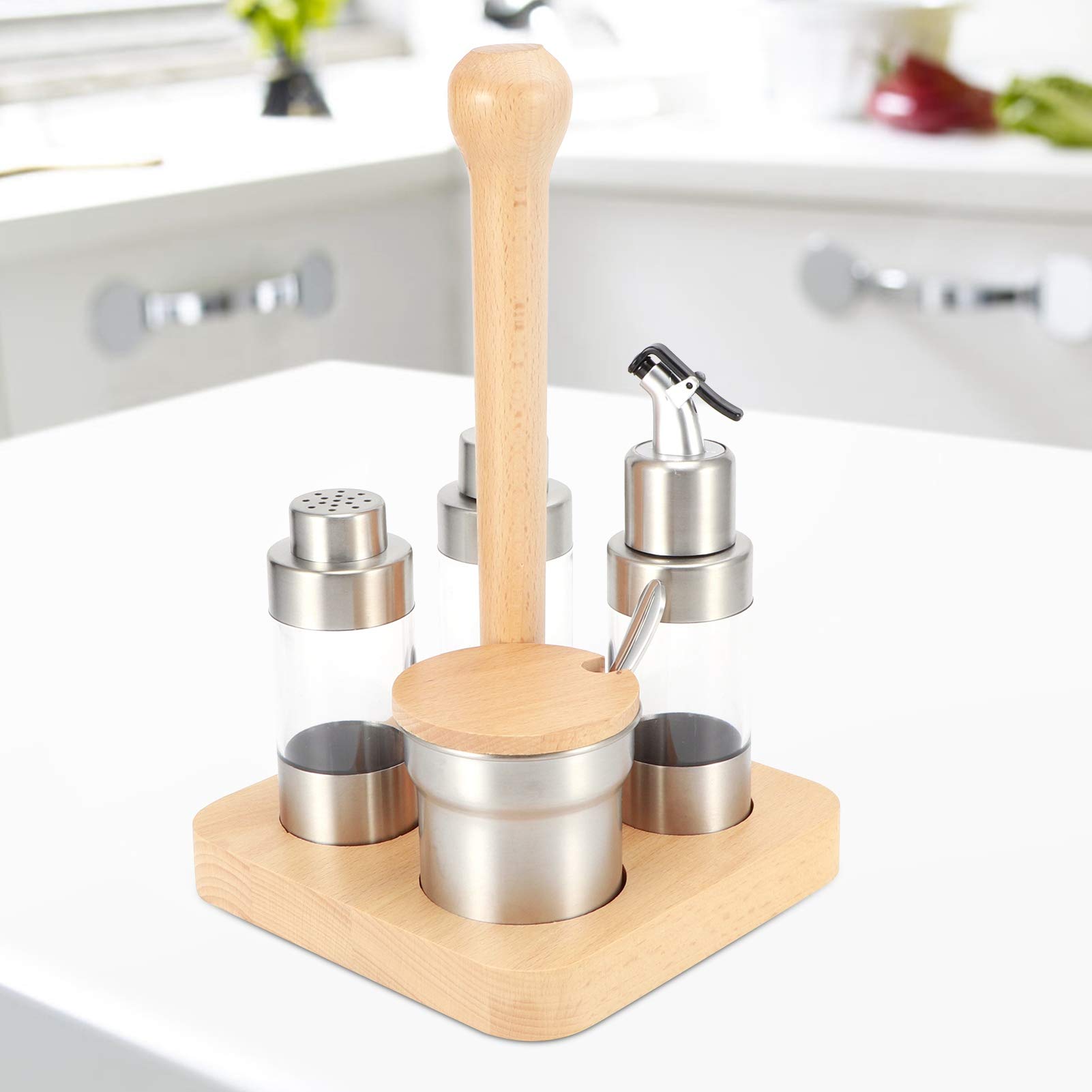 Kuuleyn Set portaspezie quadrato Piazza acciaio inox