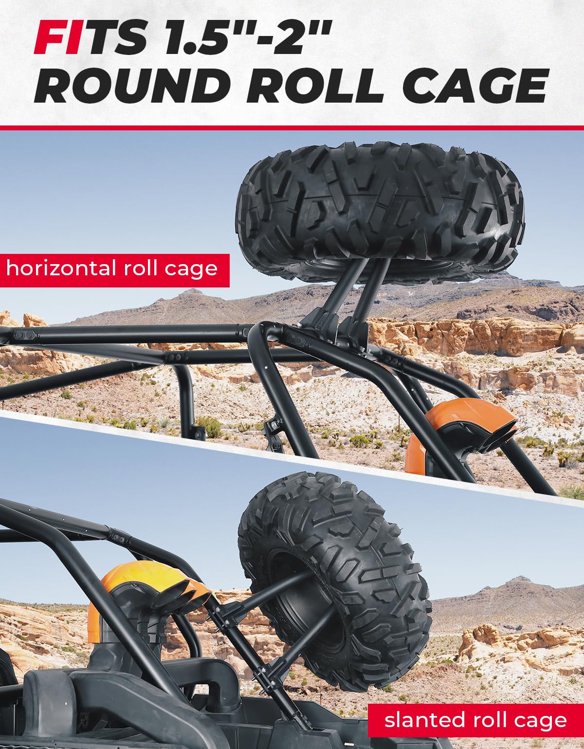 KEMIMOTO Portaruota di Scorta UTV Roll-Bar 1,5-2 Pollici