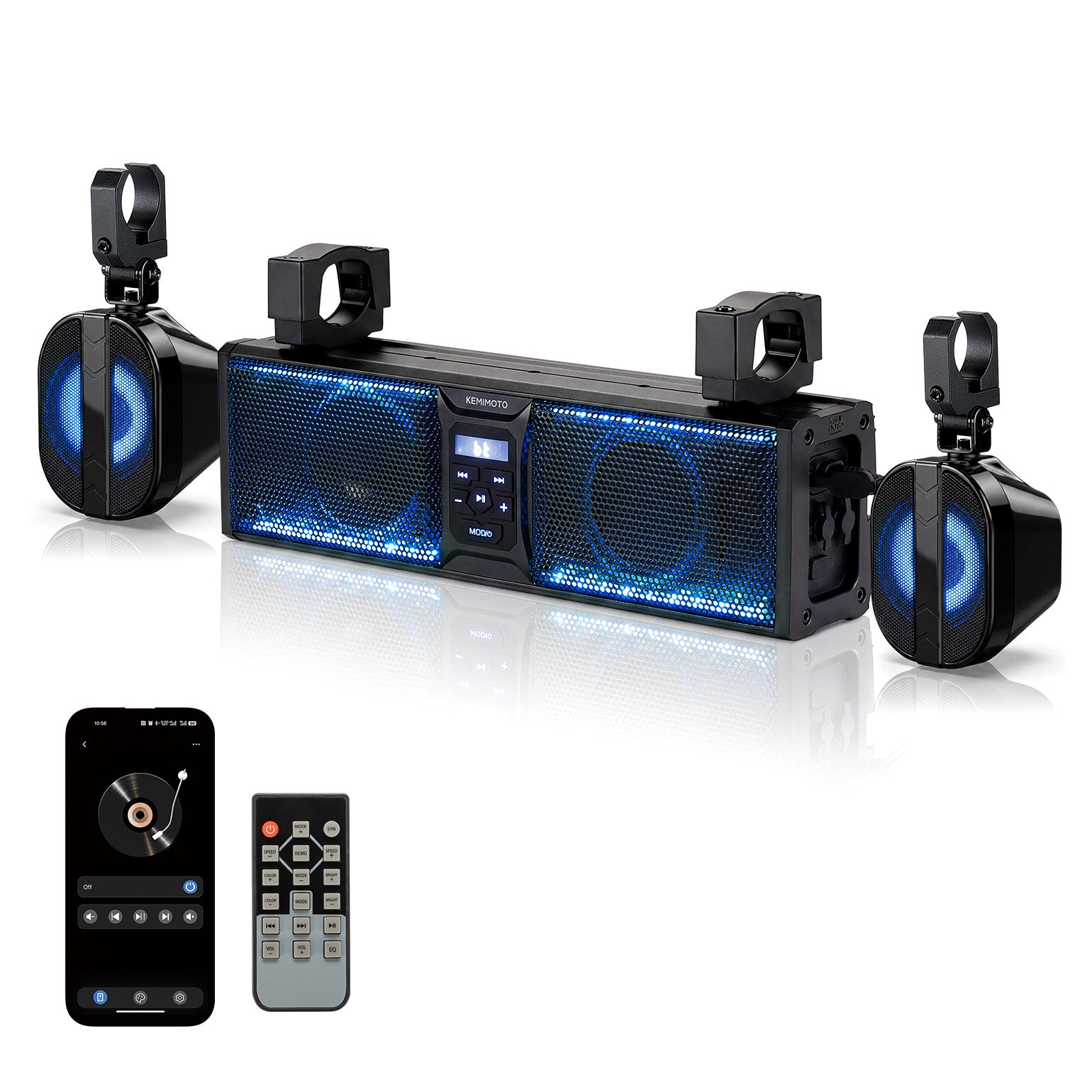 Kemimoto Soundbar Bluetooth UTV ATV 43cm 100W RGB IP66