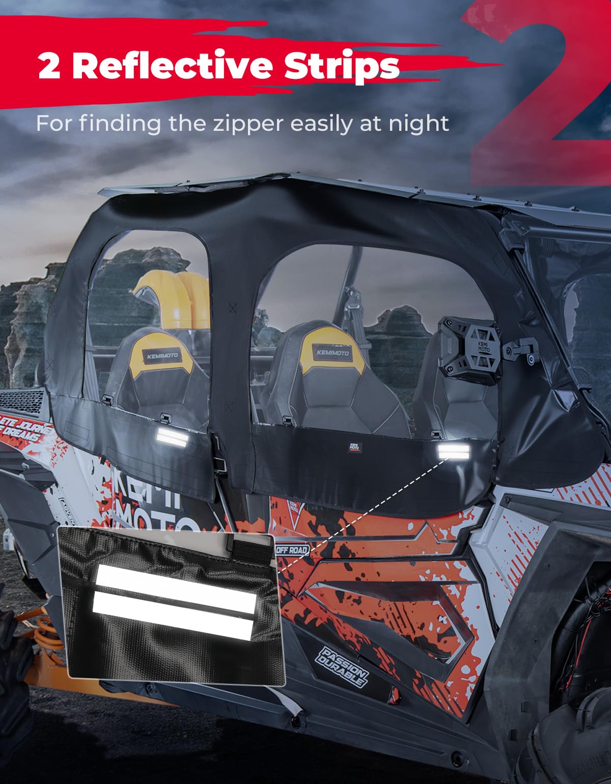KEMIMOTO RZR XP 4 1000 porte superiori morbide nere