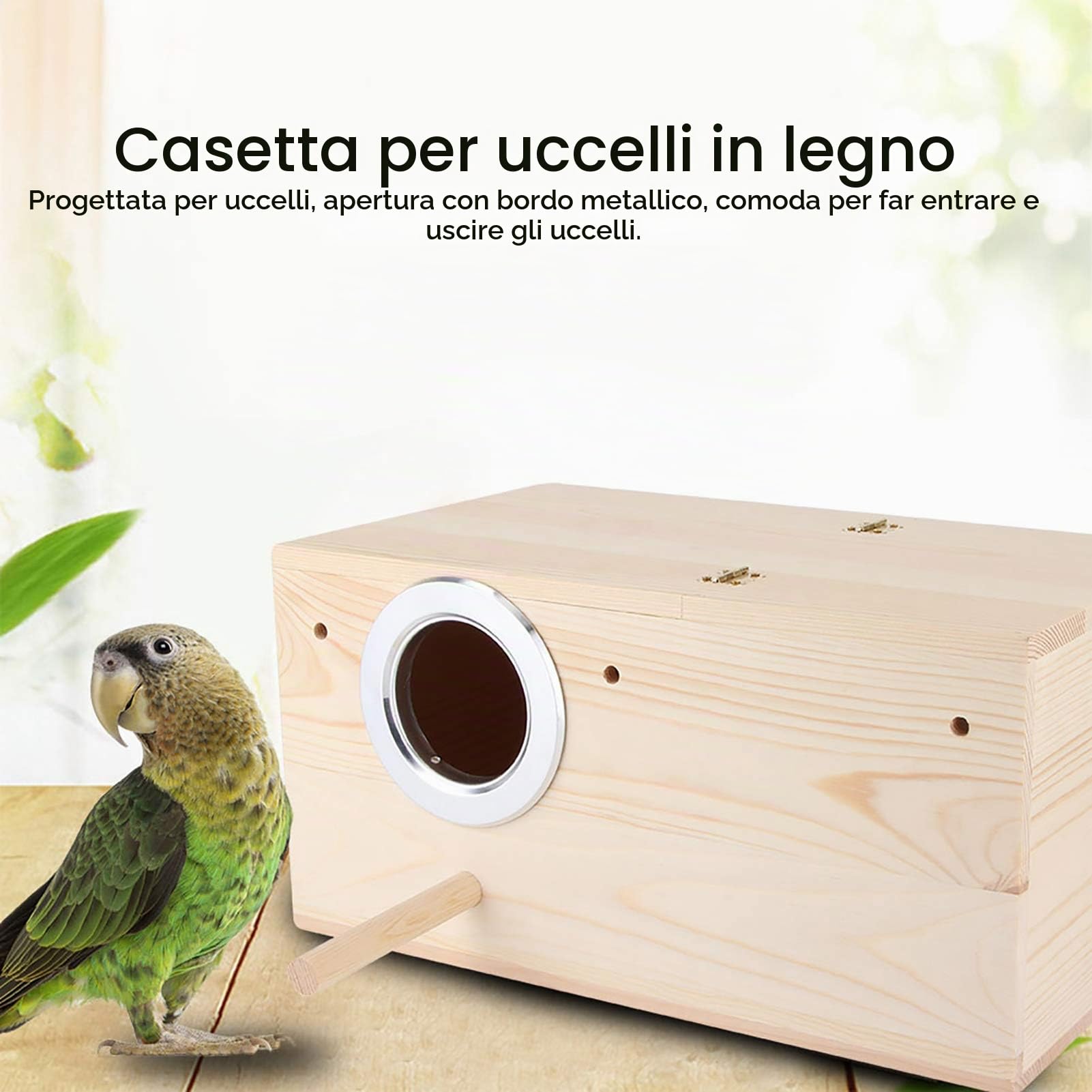 Hapivida Nido Uccelli Legno 34x19,5x17 cm per Parrocchetti