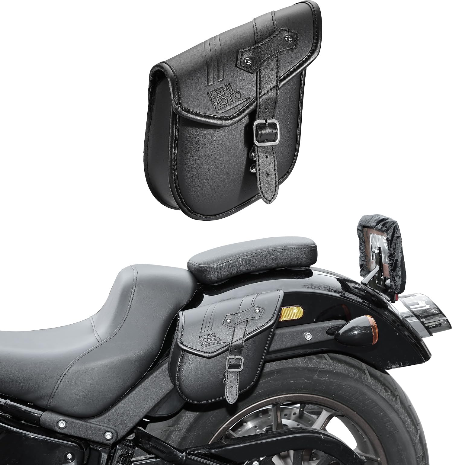 KEMIMOTO borsa laterale moto pelle per Sportster nera