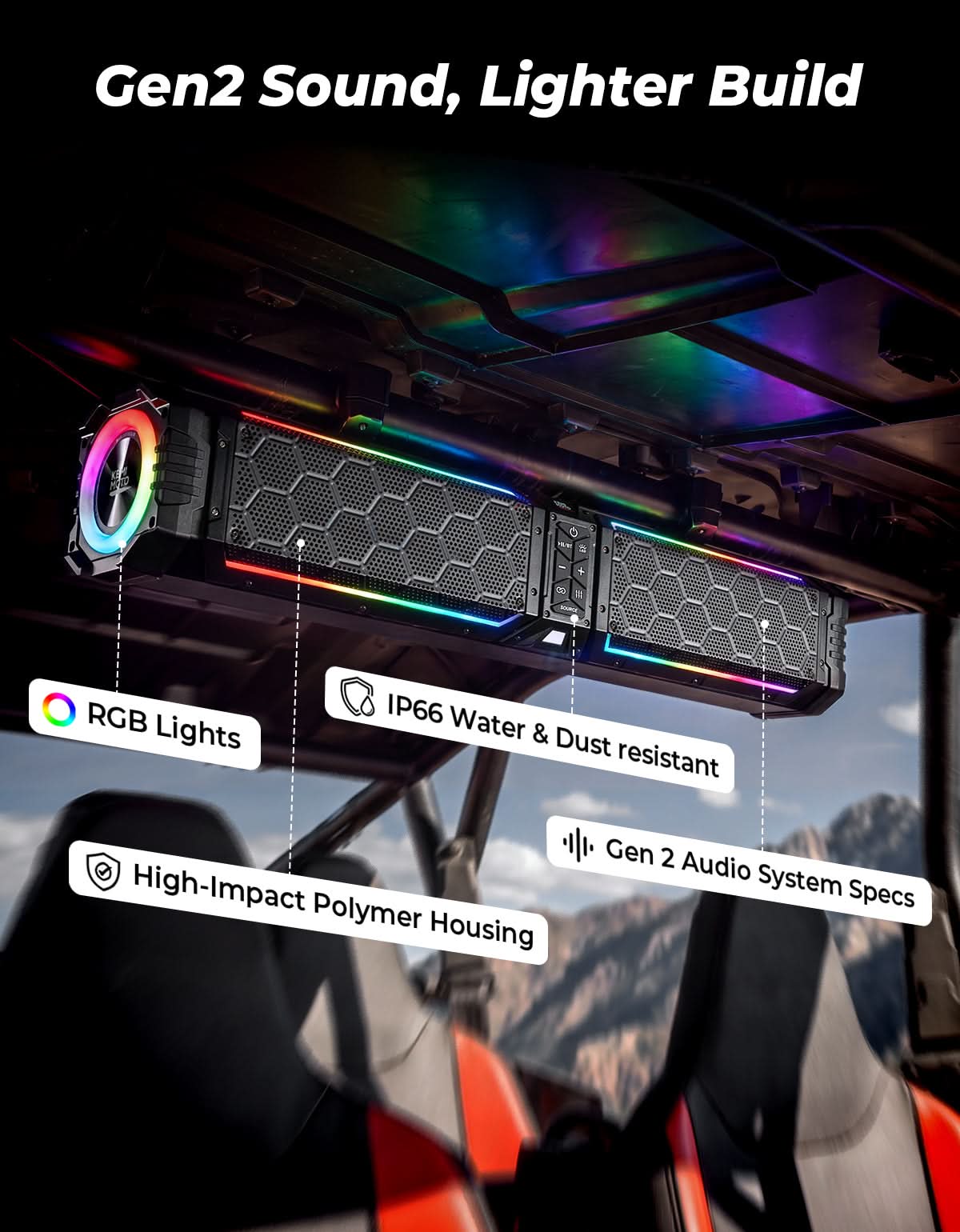 KEMIMOTO Midnight 70 Lite Gen2 Soundbar UTV 28" RGB