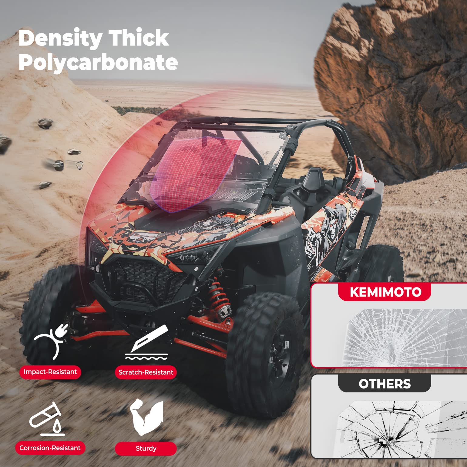 KEMIMOTO RZR PRO XP parabrezza pieghevole 3 in 1