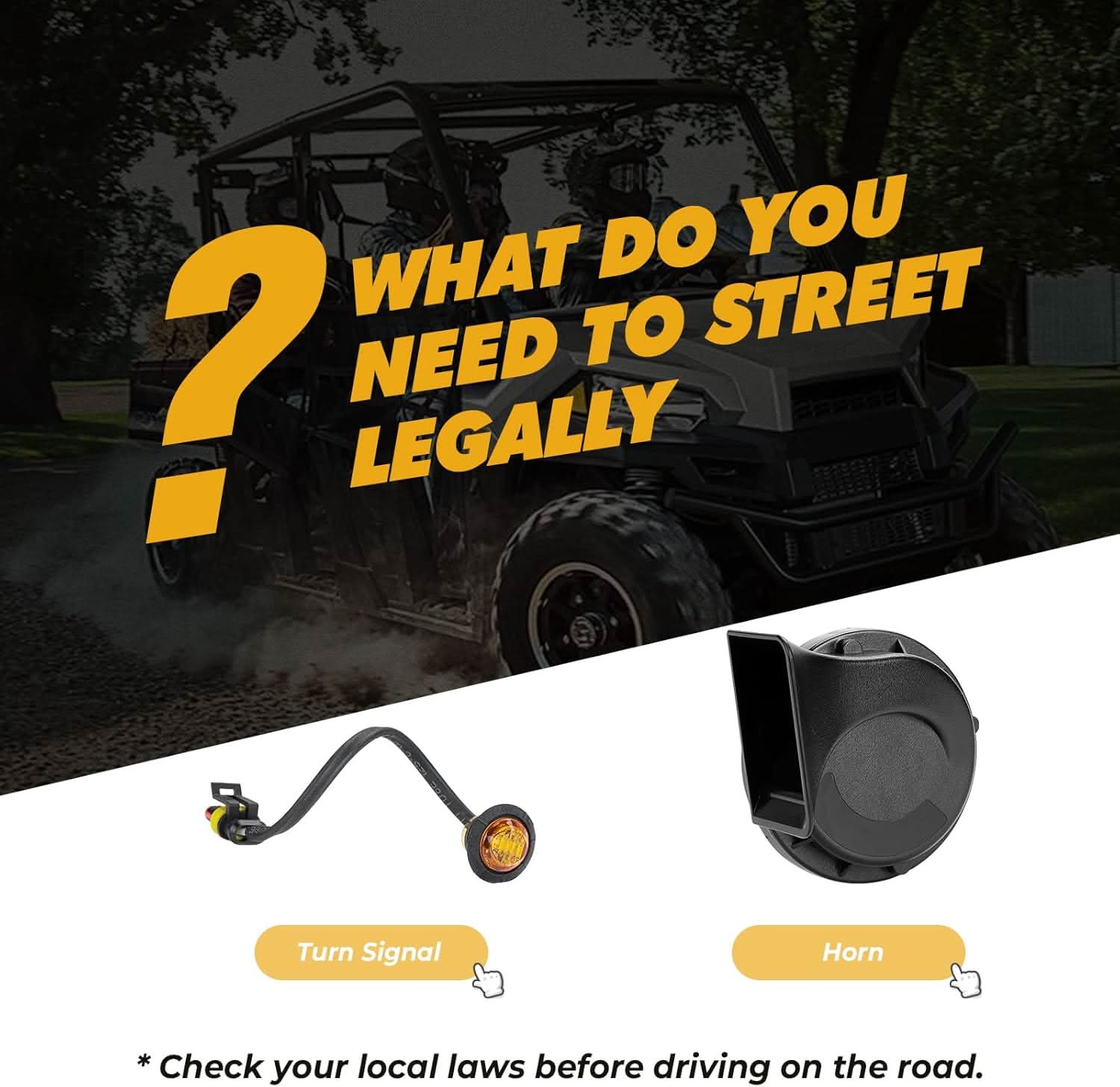 Kemimoto UTV kit frecce LED ambra con clacson universale
