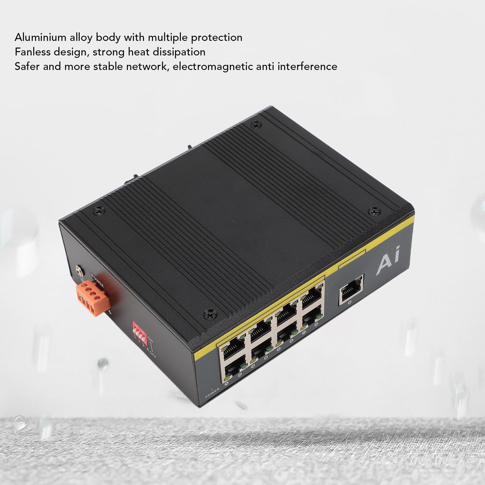 AOWINHIT Switch PoE 9 Porte 10/100 Metallo DIN