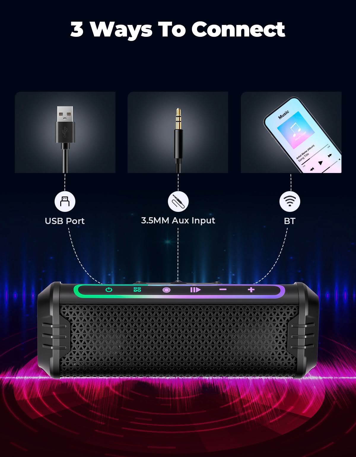 KEMIMOTO Soundbar Bluetooth Moto 25W Impermeabile IP66