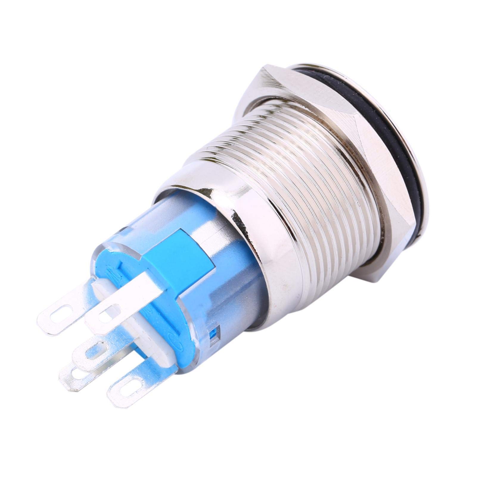 Kuuleyn Pulsante Metallo 12V LED Blu 19mm Impermeabile