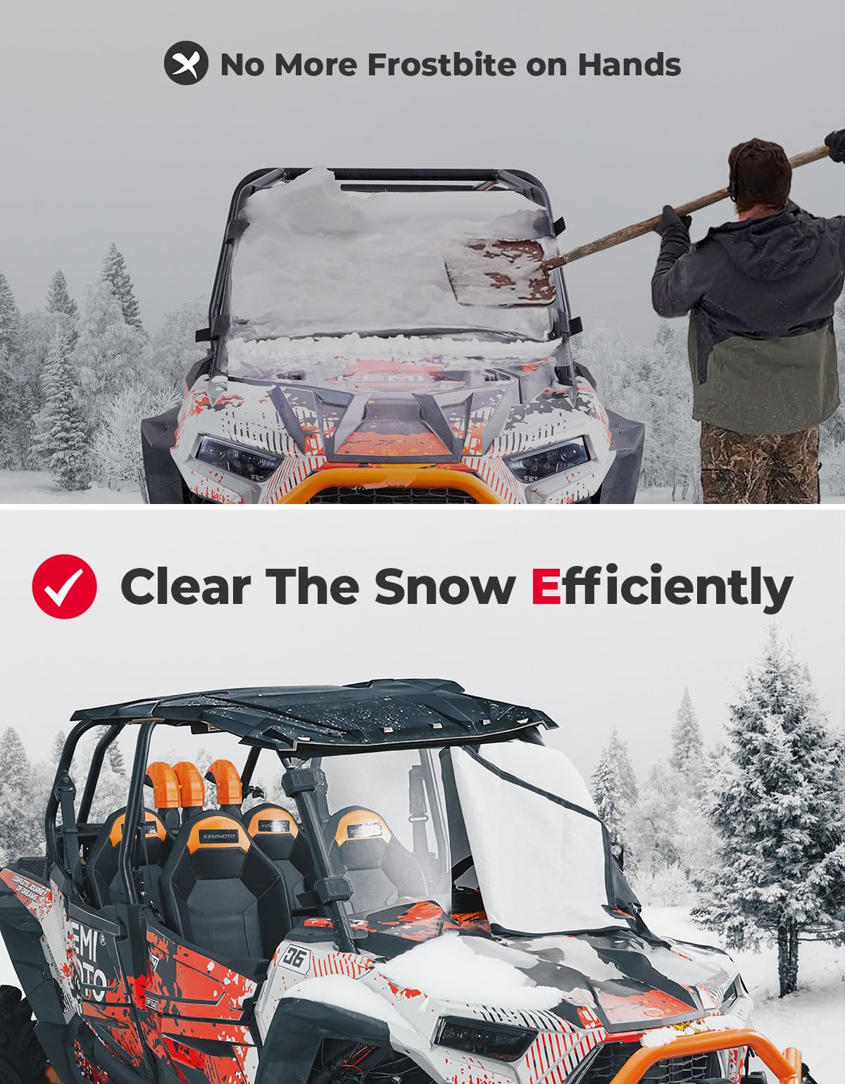 KEMIMOTO RZR XP 1000 telo parabrezza neve traino 2019-2023