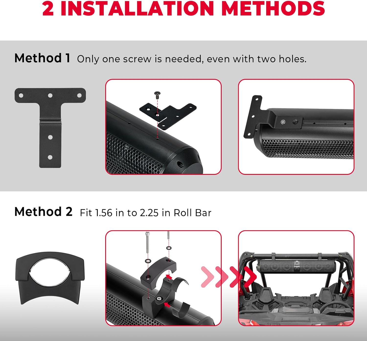 KEMIMOTO soundbar Bluetooth 500W 28" UTV impermeabile