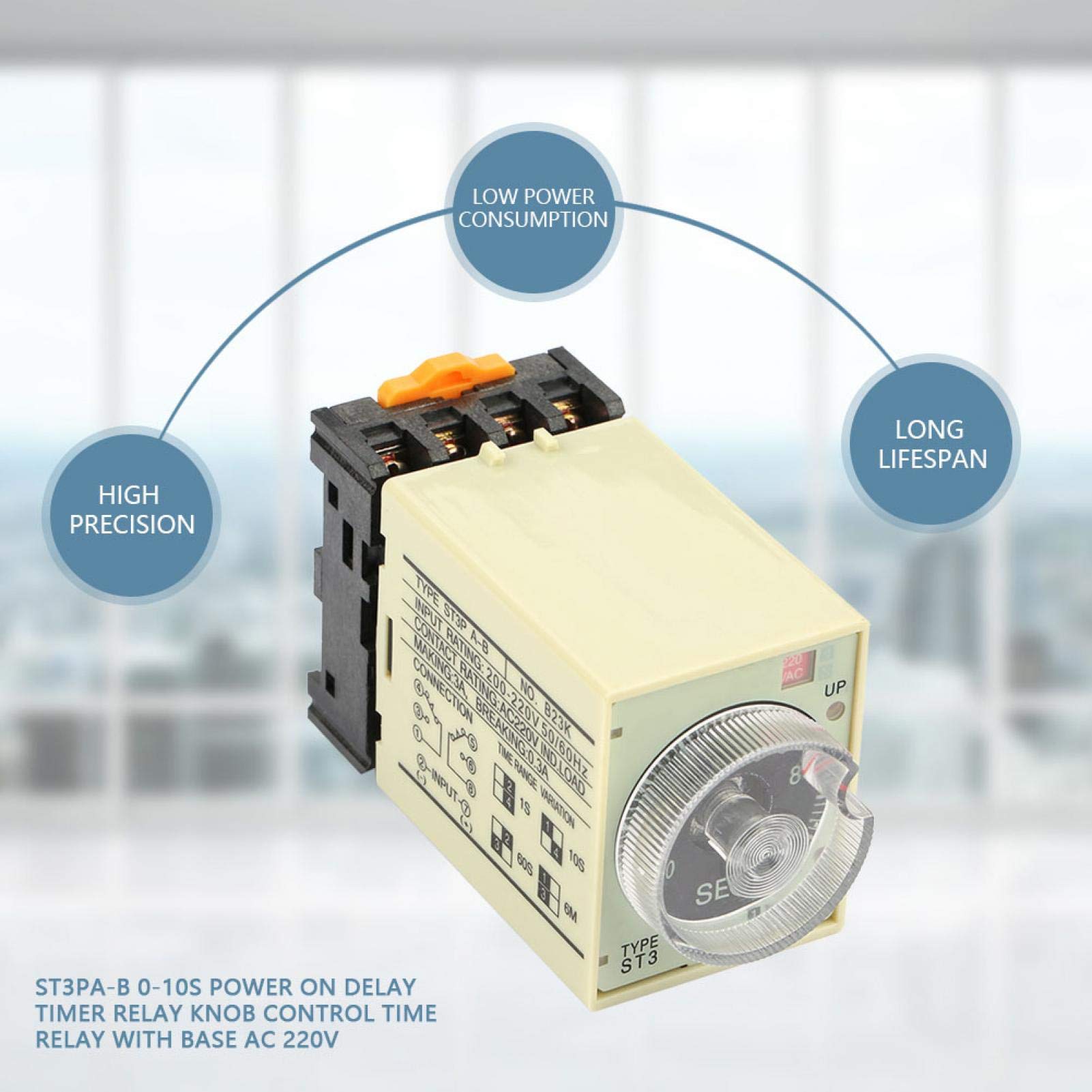 Kuuleyn ST3PA-B Relè Temporizzatore 0-10S AC 220V con Base