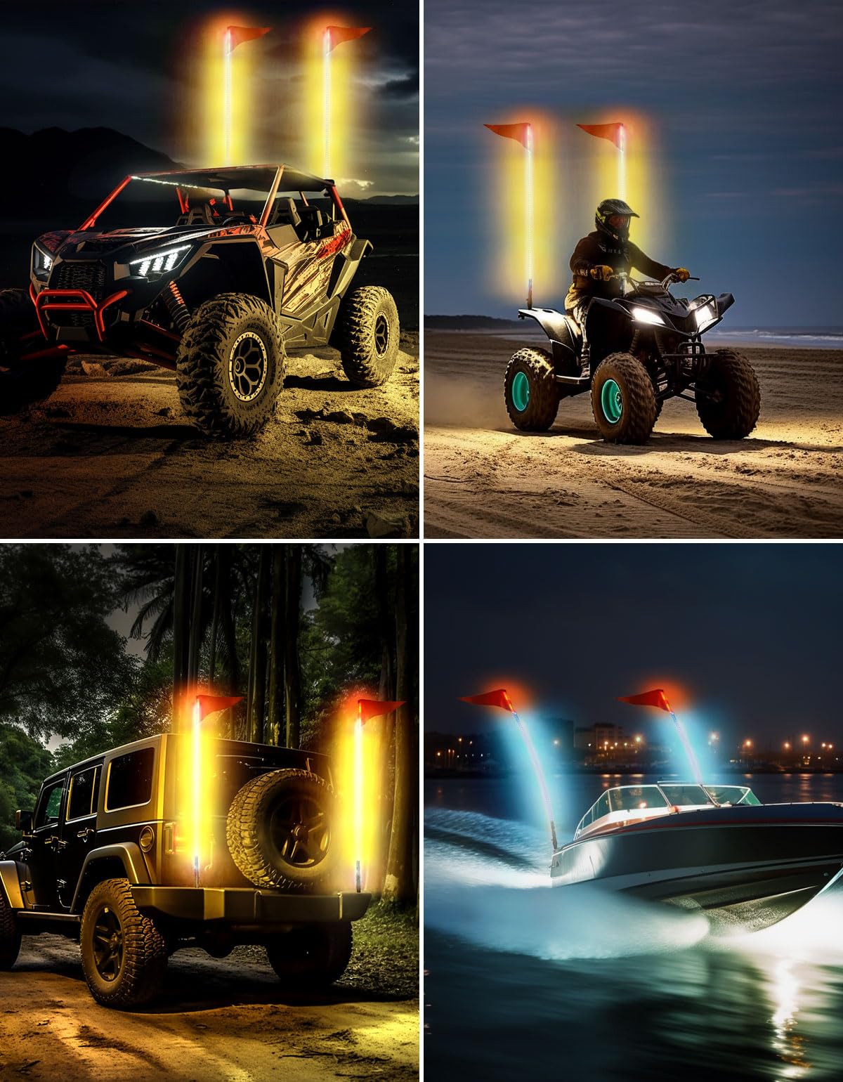 KEMIMOTO Whip Lights LED 5FT UTV 2Pcs con Molle RGB