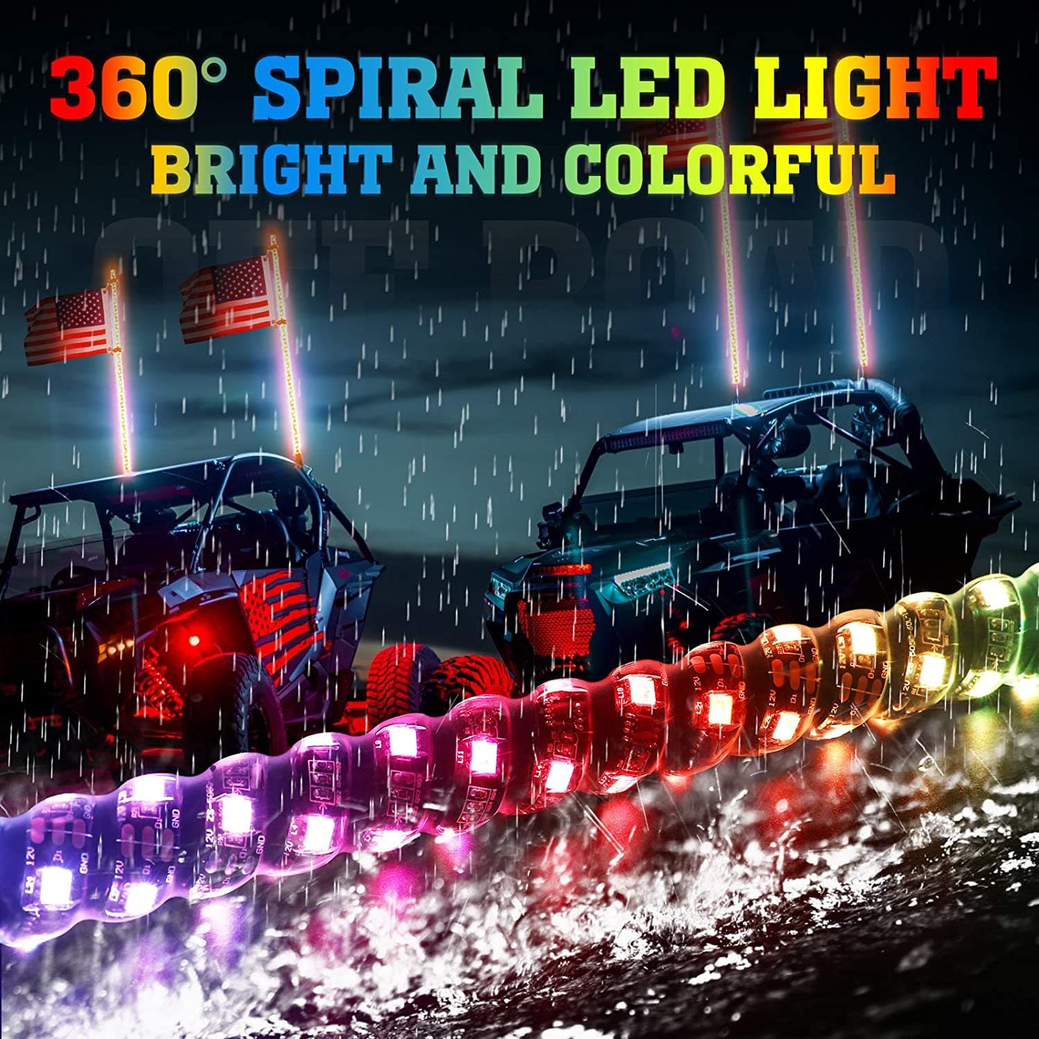 Kemimoto Whip Light LED spirale 3FT x2 RGB bluetooth
