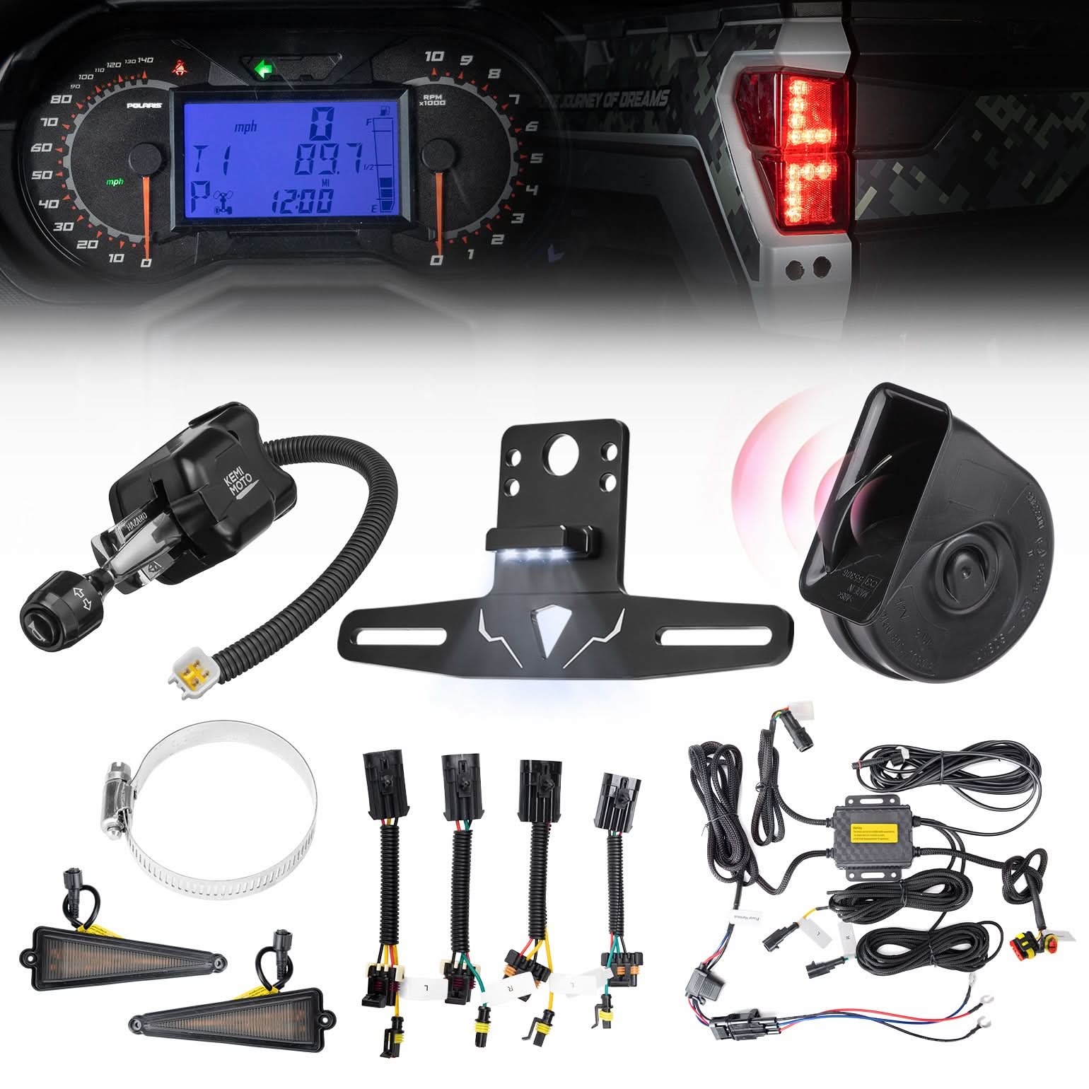 Kemimoto UTV kit frecce universale con clacson e spie cruscotto