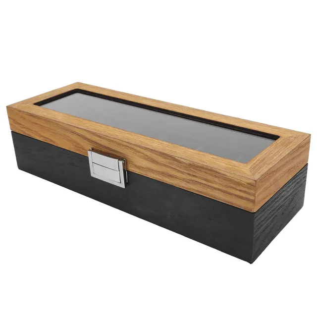 AOWINHIT Scatola Orologi Legno Massello 6 Slot con Vetro