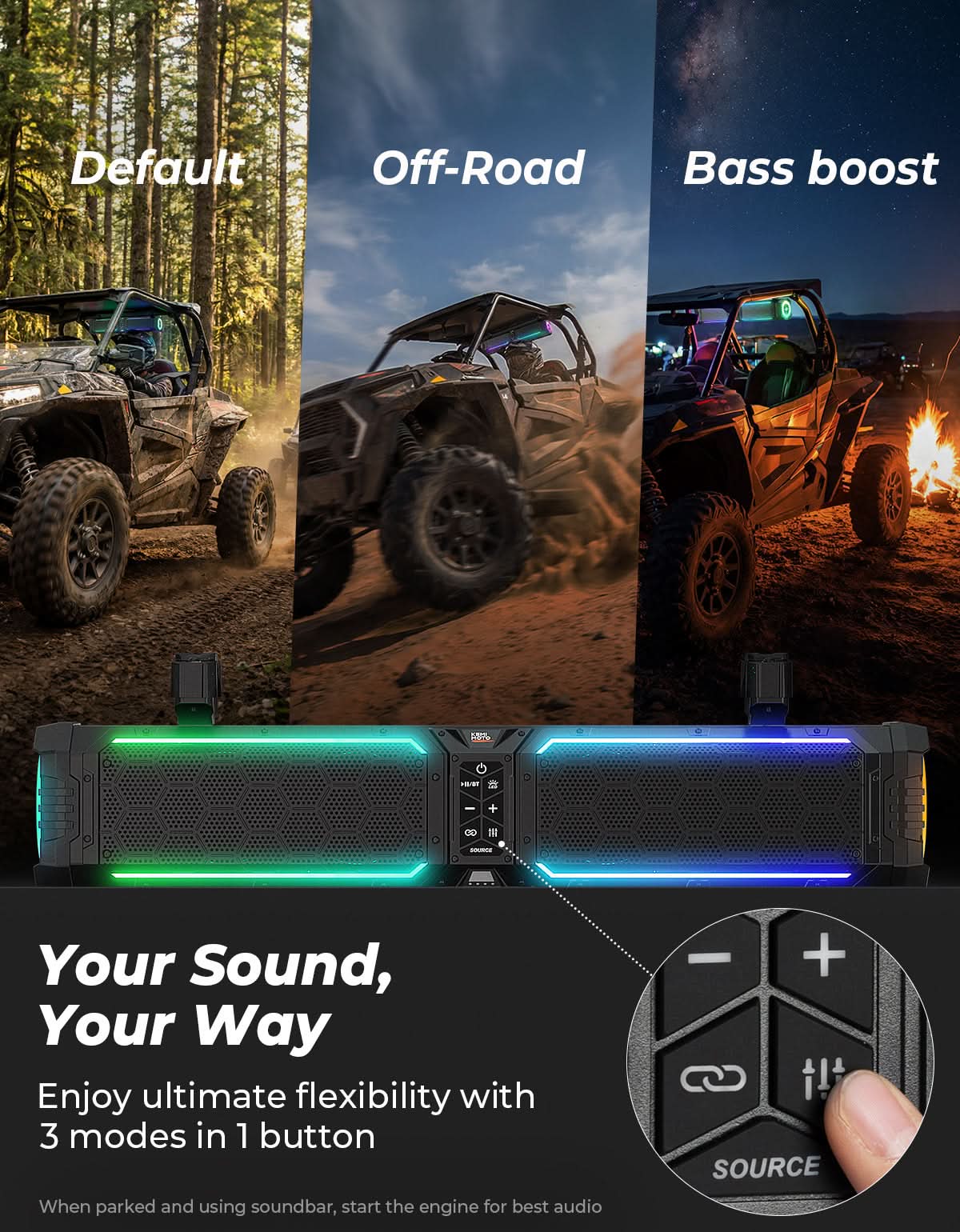 KEMIMOTO Midnight 70 Lite Gen2 Soundbar UTV 28" RGB