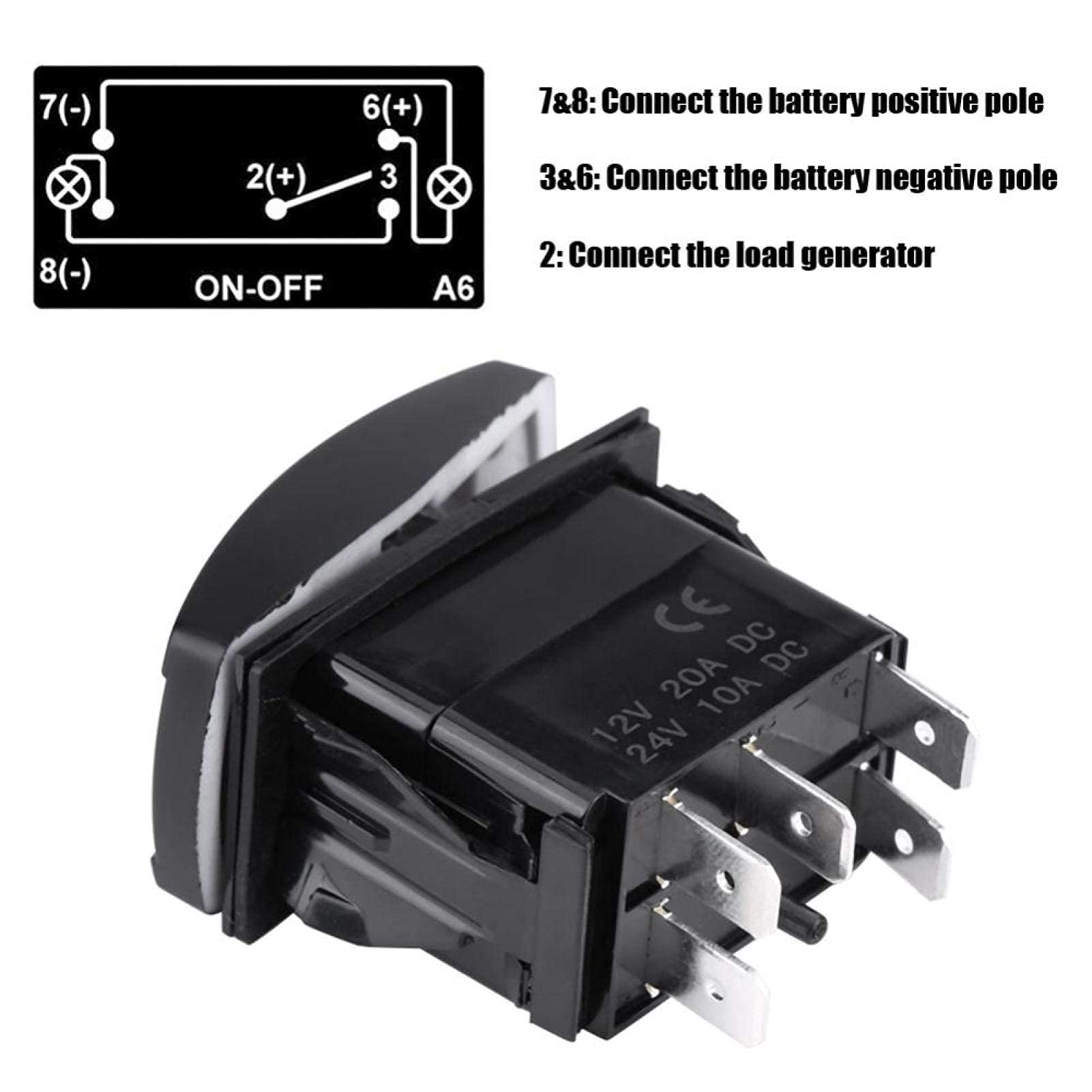 Kuuleyn Interruttore a Bilanciere Impermeabile Rosso 12V 24V