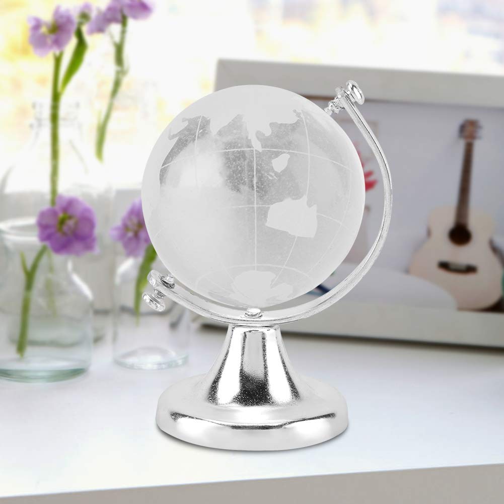 Hapivida Mini Mappamondo Cristallo 6,5 cm Argento Vetro
