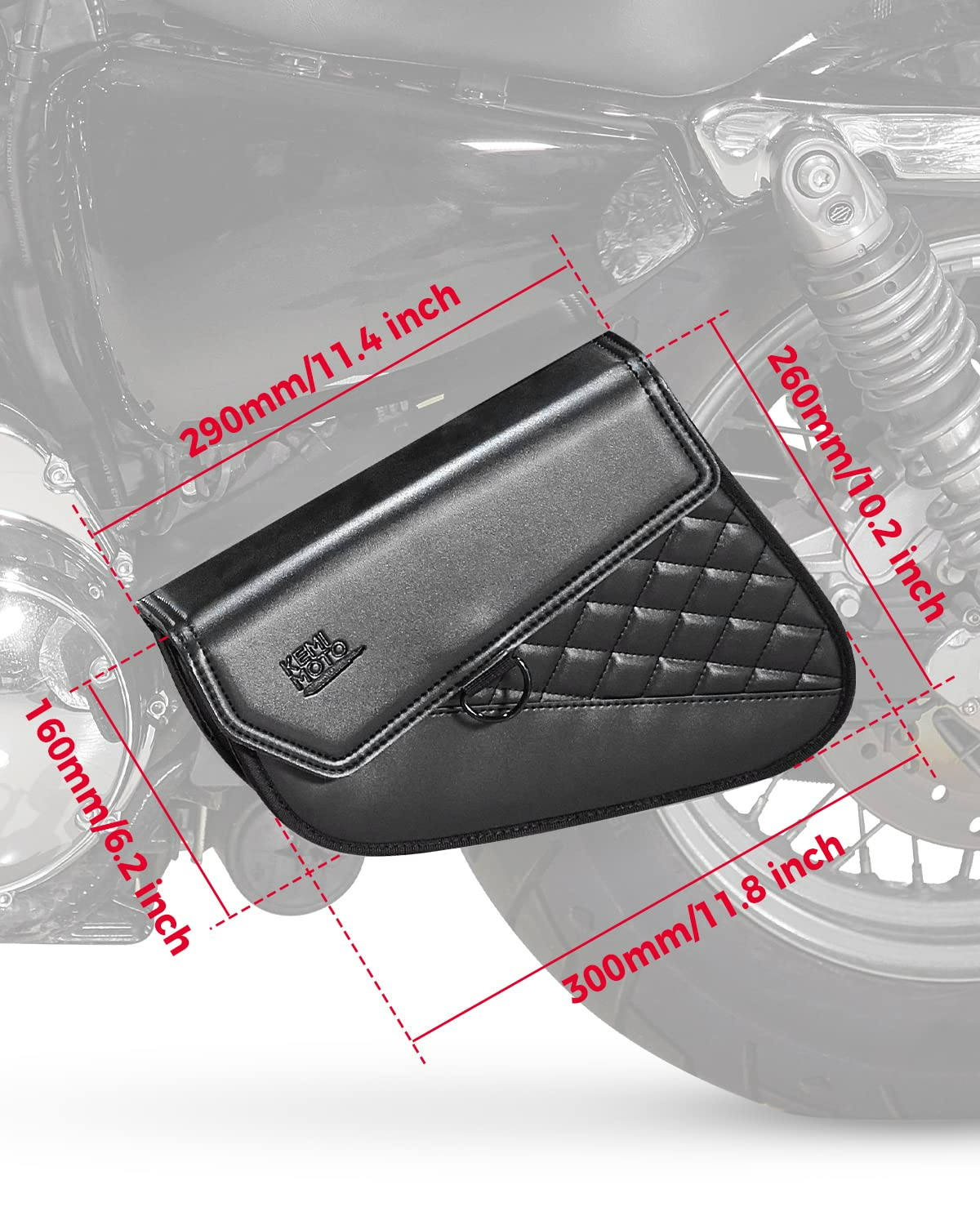 KEMIMOTO Sportster borsa laterale forcellone pelle nera