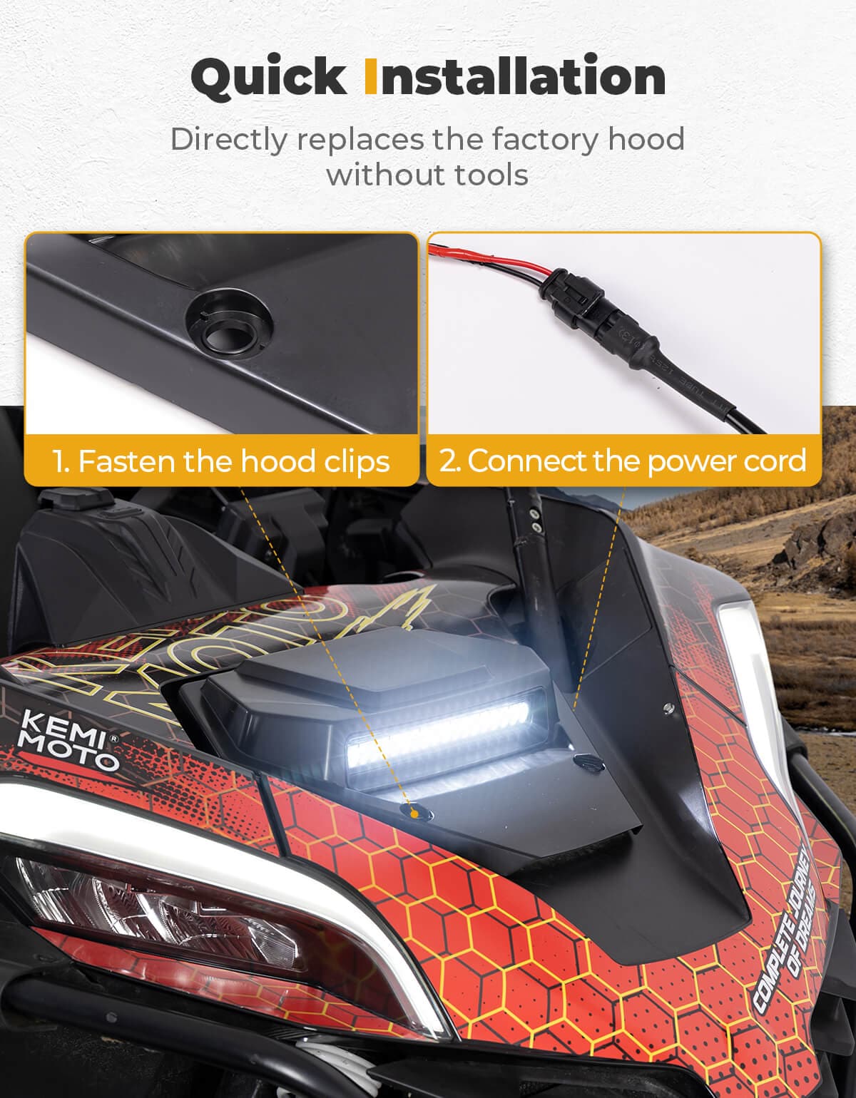 KEMIMOTO Cofano ZFORCE 950 con LED 2500LM IP67