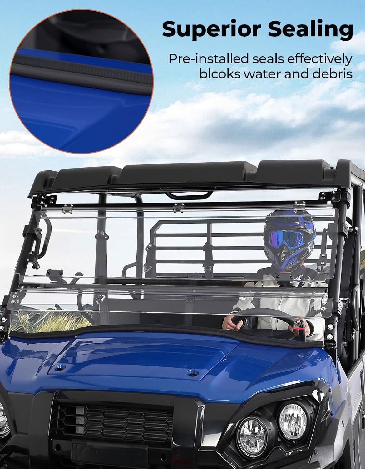 KEMIMOTO Parabrezza Anteriore 3-in-1 Kawasaki Mule Pro FXT