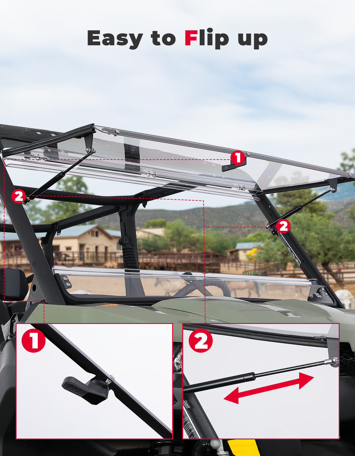 KEMIMOTO Parabrezza Apribile Can-Am Defender HD5 HD8 HD10