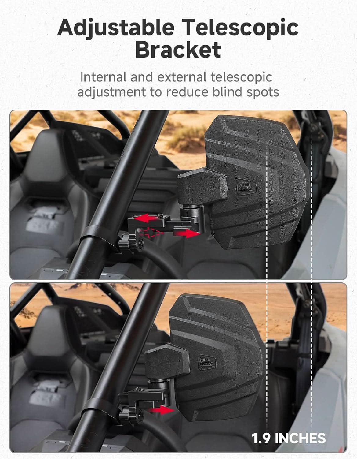 KEMIMOTO specchietti laterali UTV roll-bar 1.65-2" grandi