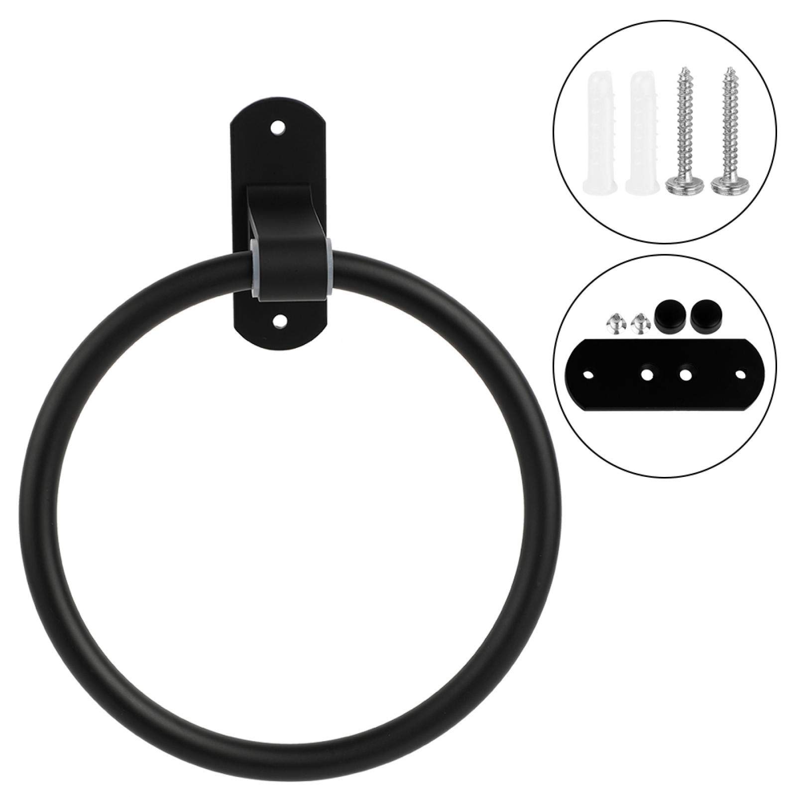 Kuuleyn Porta Asciugamani Anello Nero Rotondo da Parete