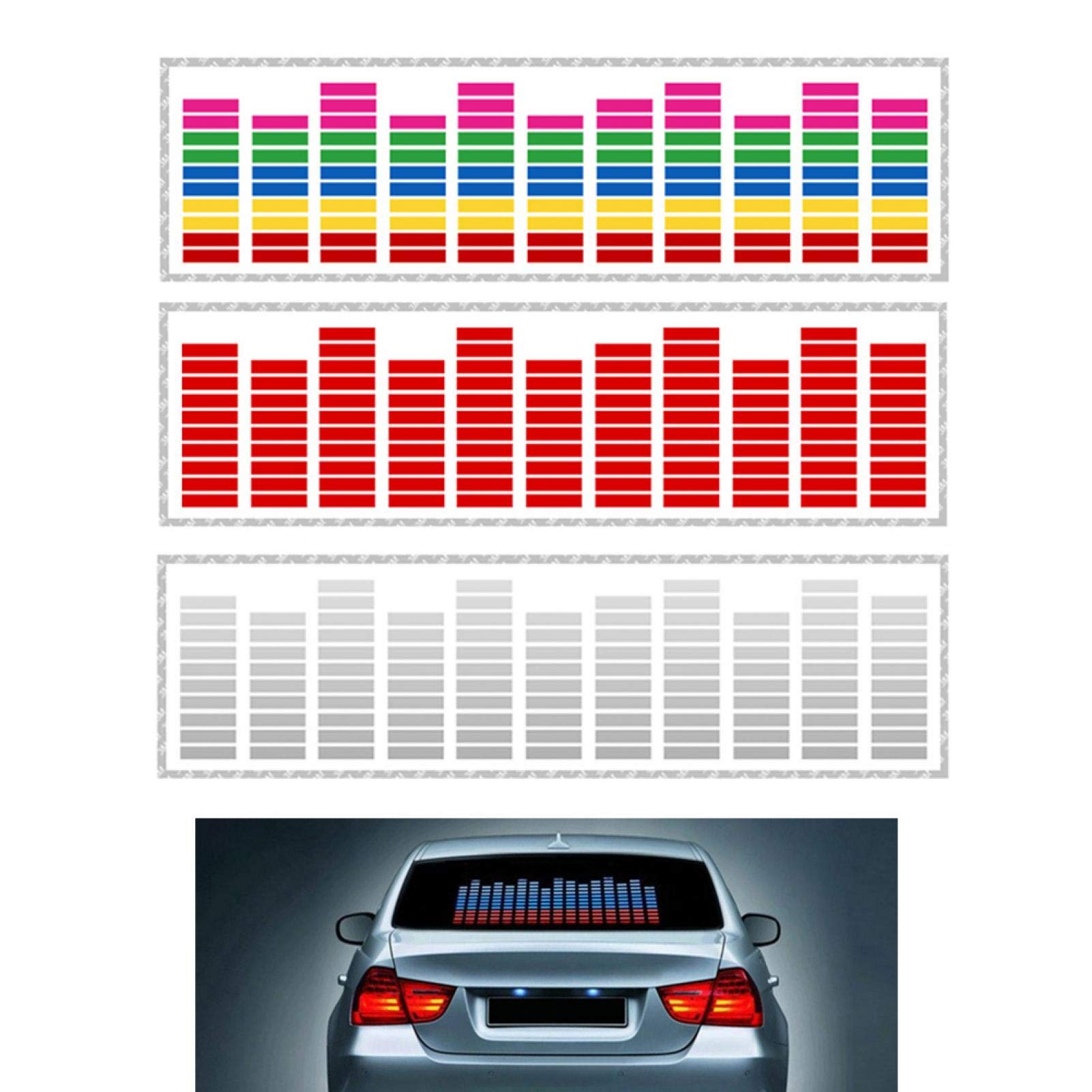 Kuuleyn Adesivo LED Auto Musicale 12V 45x11 cm Colore