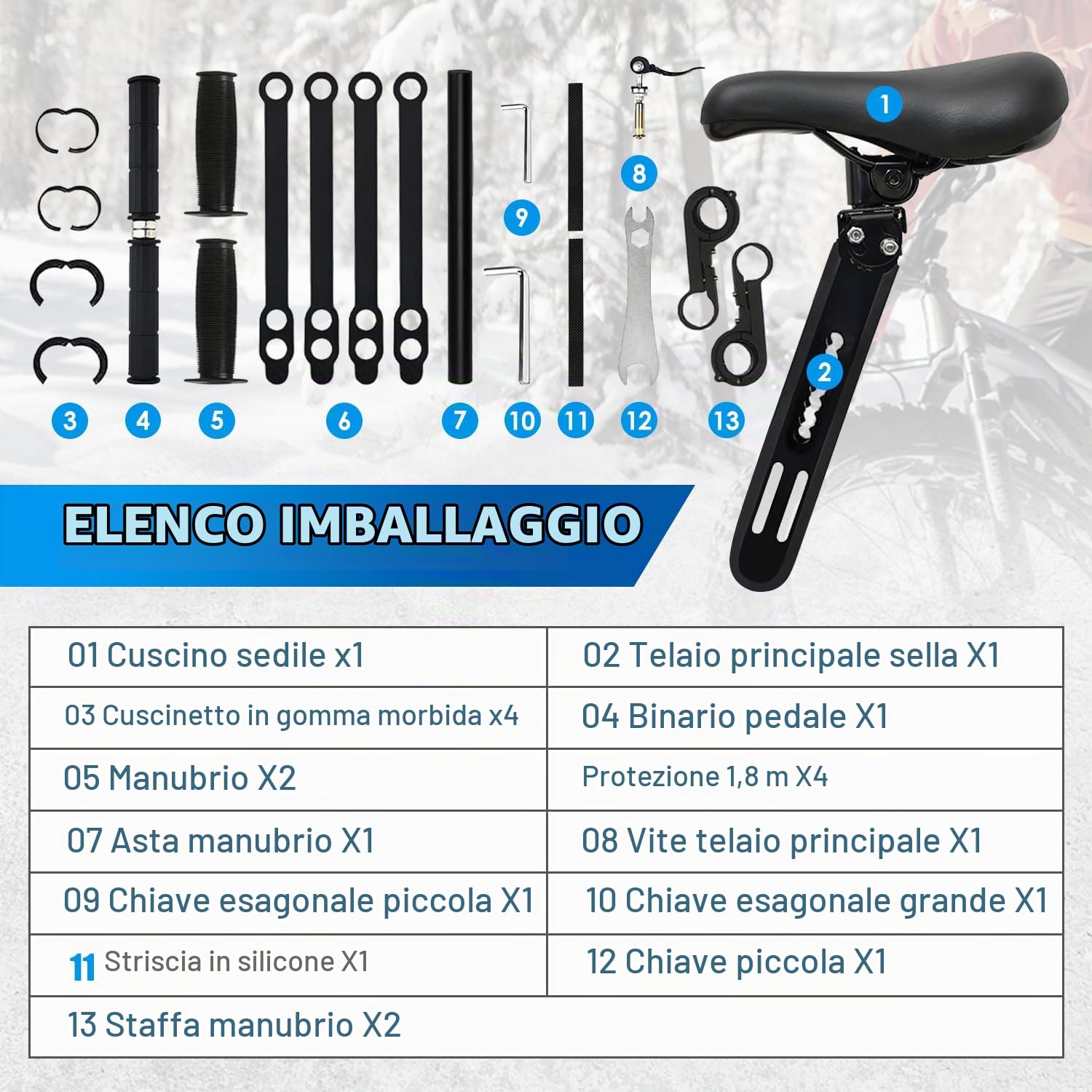 Hapivida seggiolino bici anteriore MTB #2 con manubrio alluminio