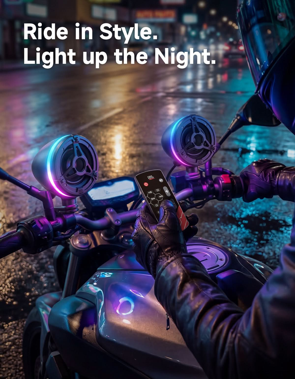 KEMIMOTO KMP3 cassa bluetooth moto manubrio RGB 50W